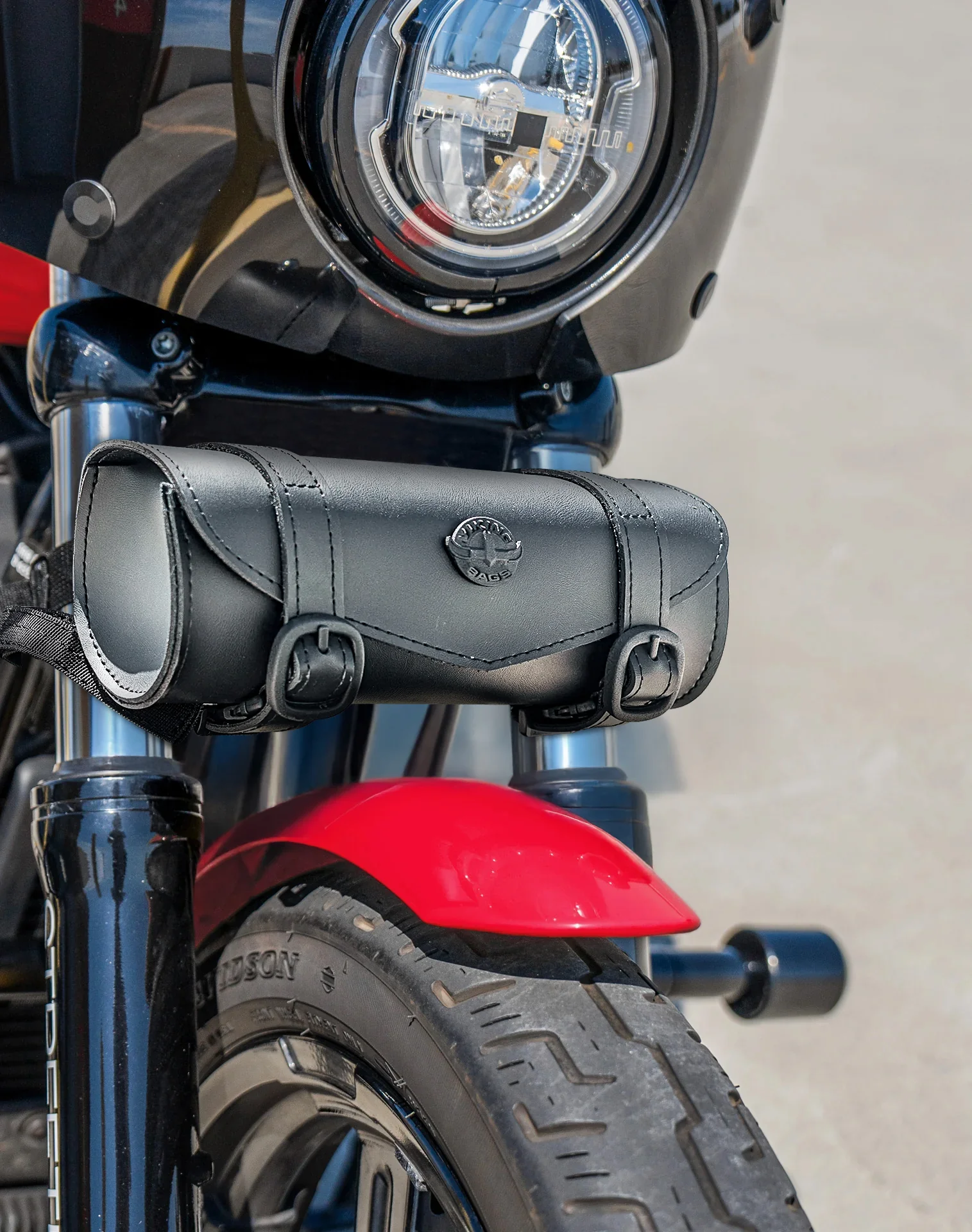 1L - Dark Age Plain Honda Leather Motorcycle Handlebar Bag - Image 5