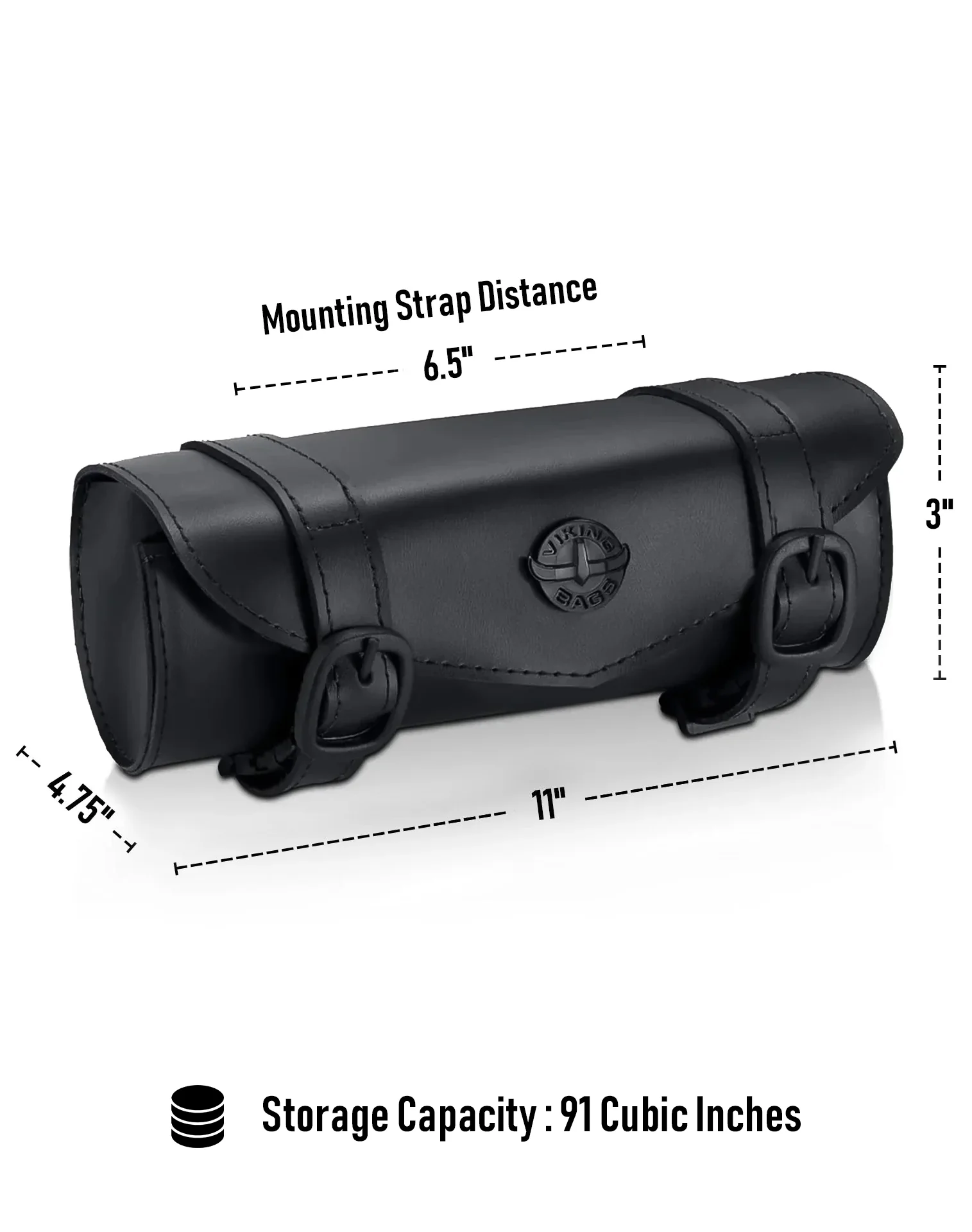 1L - Dark Age Plain Leather Motorcycle Handlebar Bag - Image 8