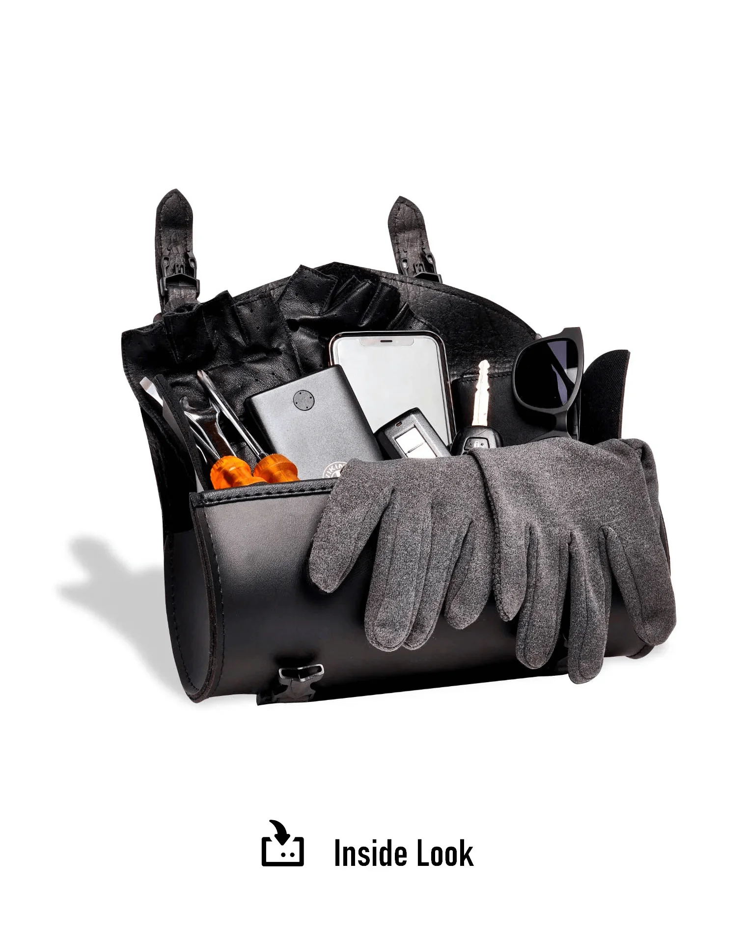 1L - Dark Age Plain Yamaha Leather Motorcycle Fork Bag - Image 9