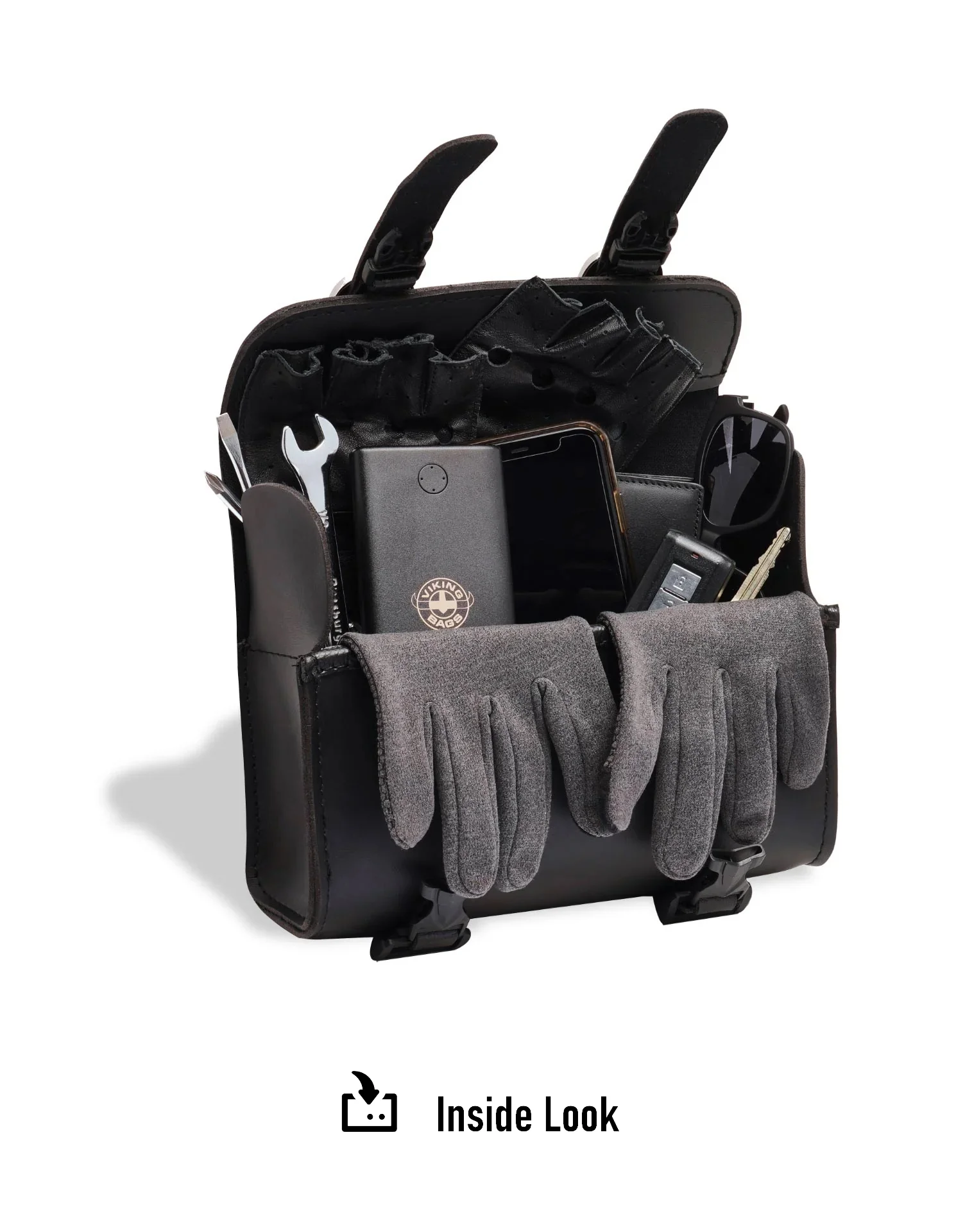 2L - Armor Studded BMW Leather Motorcycle Fork Bag - Image 8