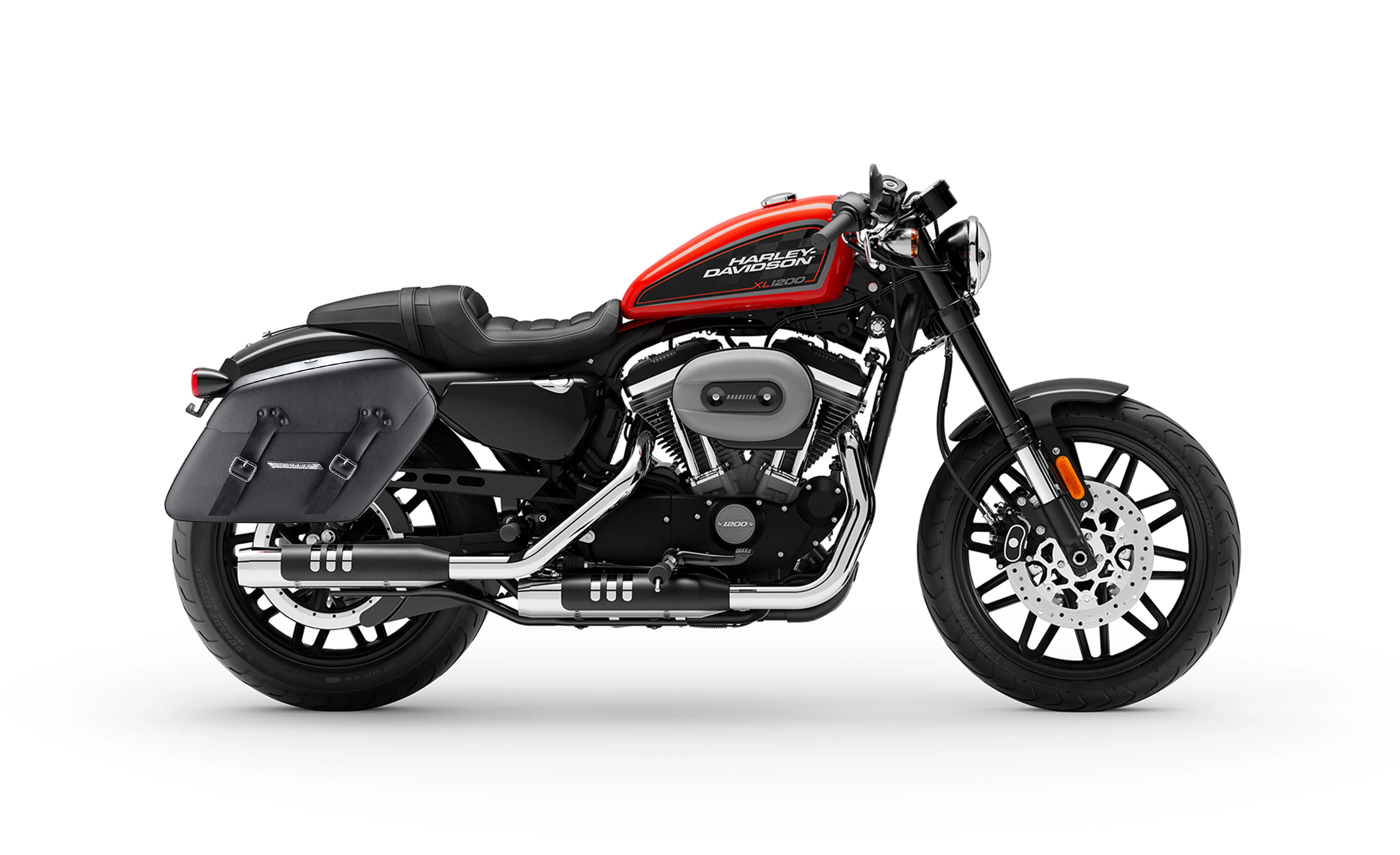 38L - Baldur XL Shock Cutout Harley Sportster 1200 Roadster XL1200CX Leather Wrapped Hard Saddlebags - Image 2