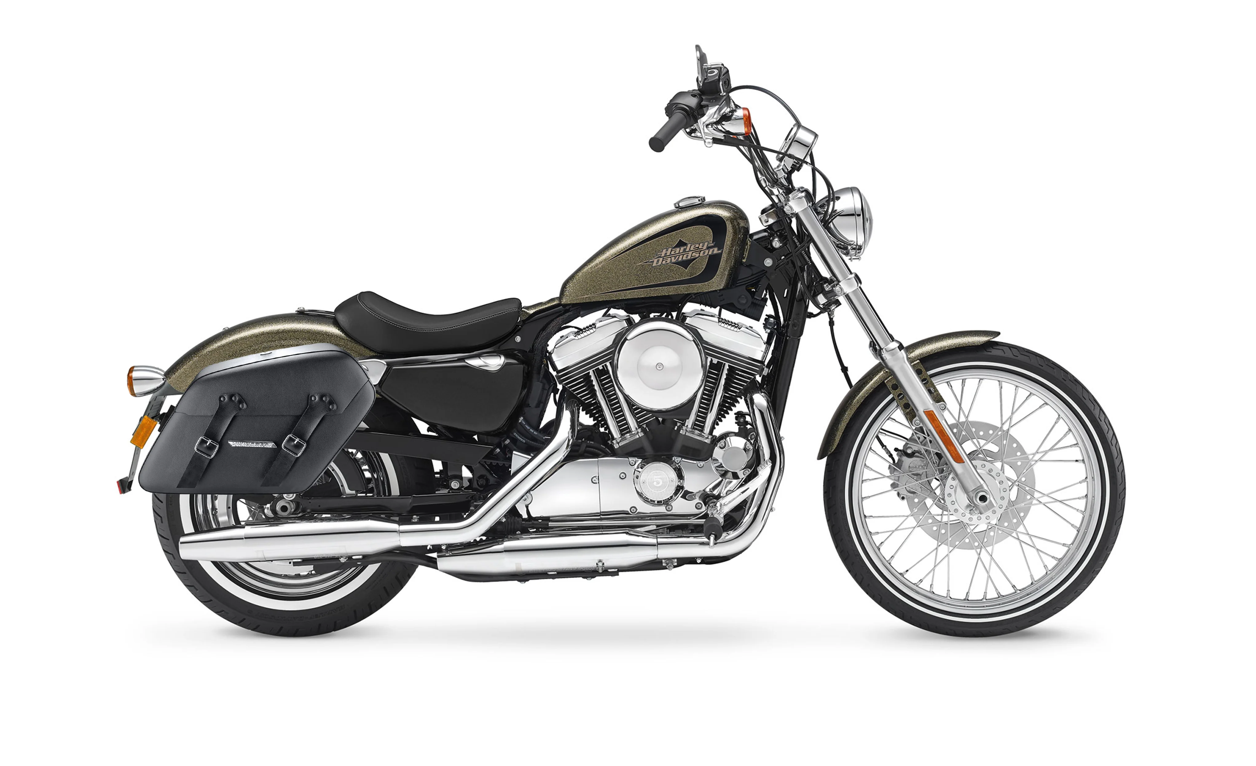 38L - Baldur XL Shock Cutout Harley Sportster 72 XL1200V Leather Wrapped Hard Saddlebags - Image 2