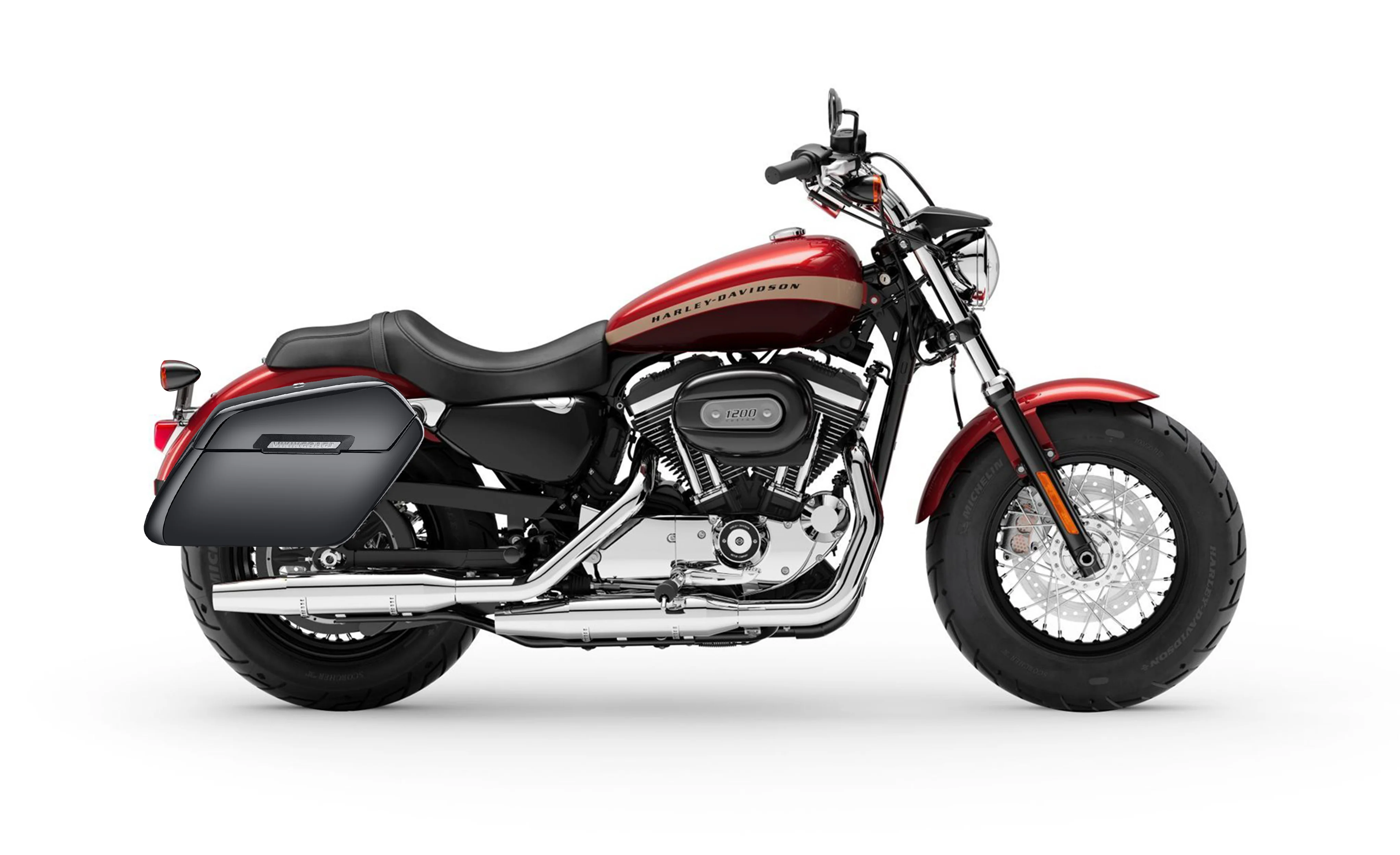 38L - Baldur XL Shock Cutout Harley Sportster 1200 Custom XL1200C/XLH1200C Painted Hard Saddlebags - Image 2
