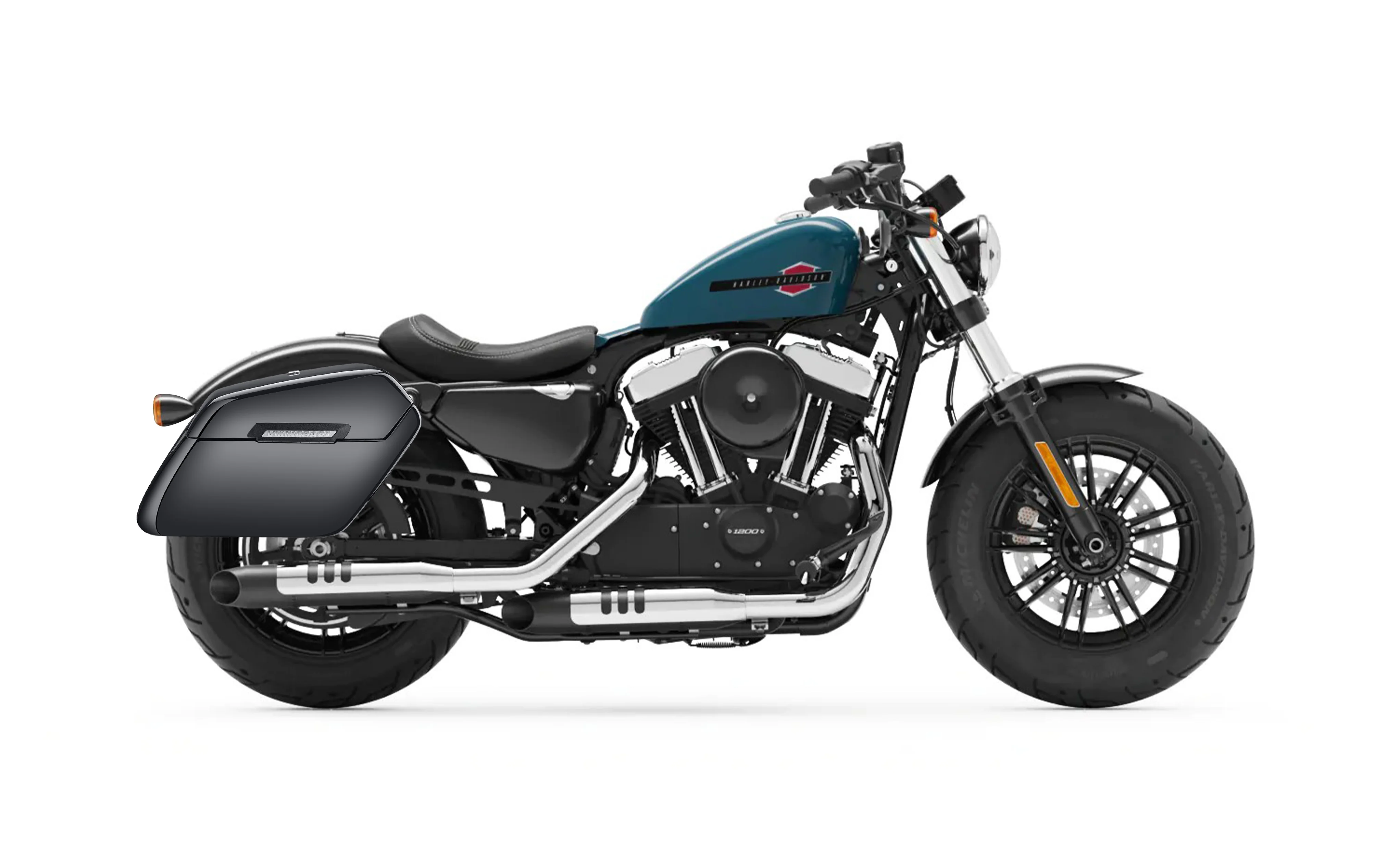38L - Baldur XL Shock Cutout Harley Sportster 48 XL1200X Painted Hard Saddlebags - Image 2