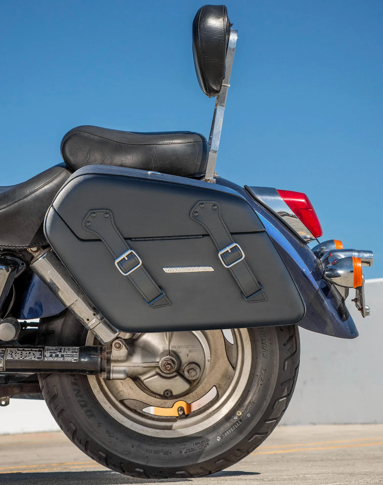 42L - Baldur XL Honda Shadow 1100 Sabre Leather Wrapped Hard Saddlebags - Image 4