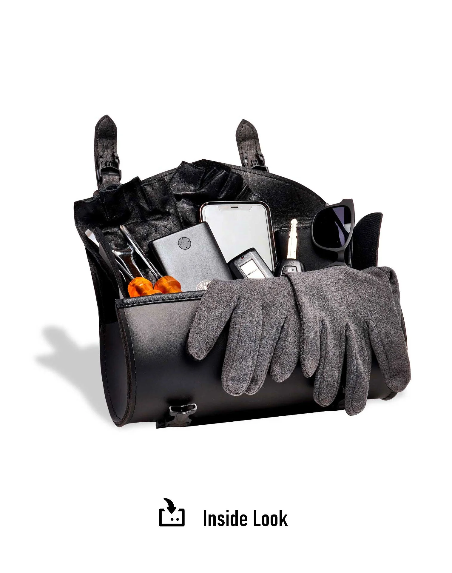 2L - Dark Age Plain Ducati Leather Motorcycle Fork Bag - Image 6