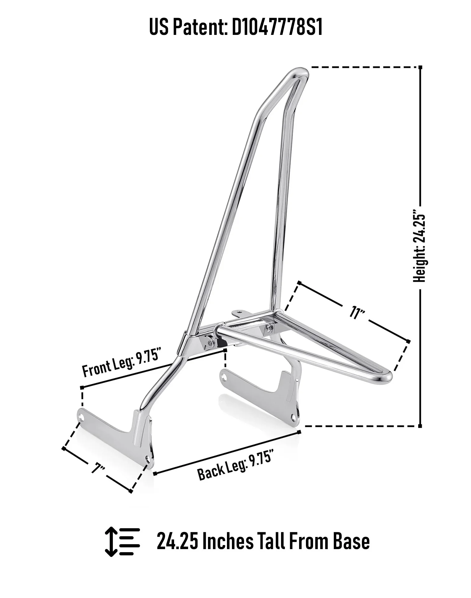 Iron Born Blade 25" Sissy Bar w/ Foldable Luggage Rack for Harley Softail Slim FLSL Chrome - Image 4