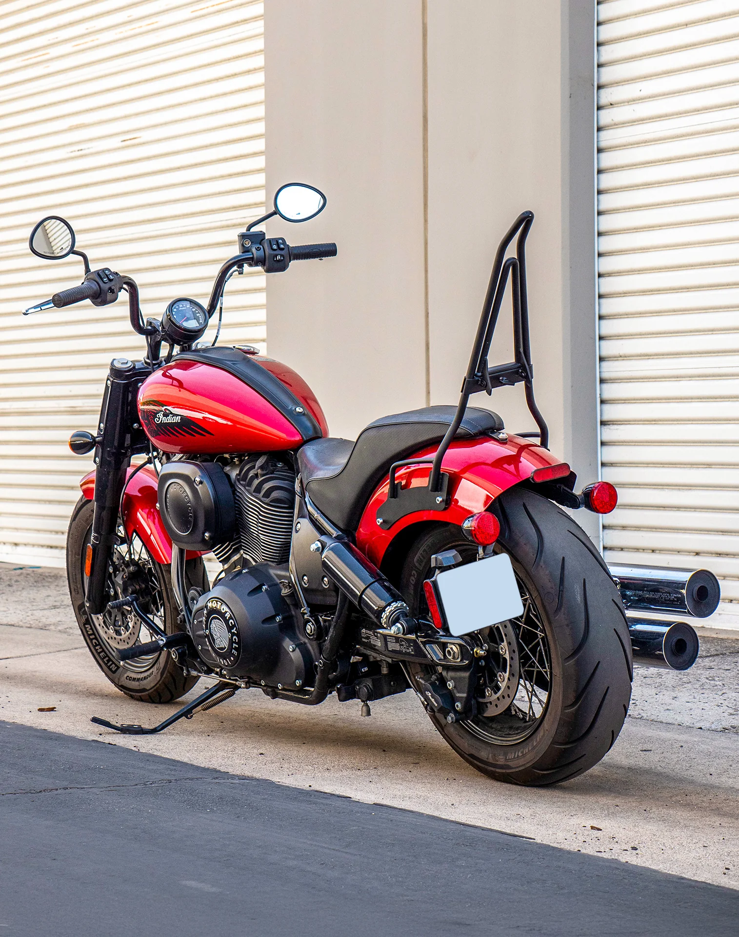 Iron Born Blade 25" Indian Chief Bobber (2022+) Sissy Bar with Foldable Luggage Rack Matte Black - Image 3