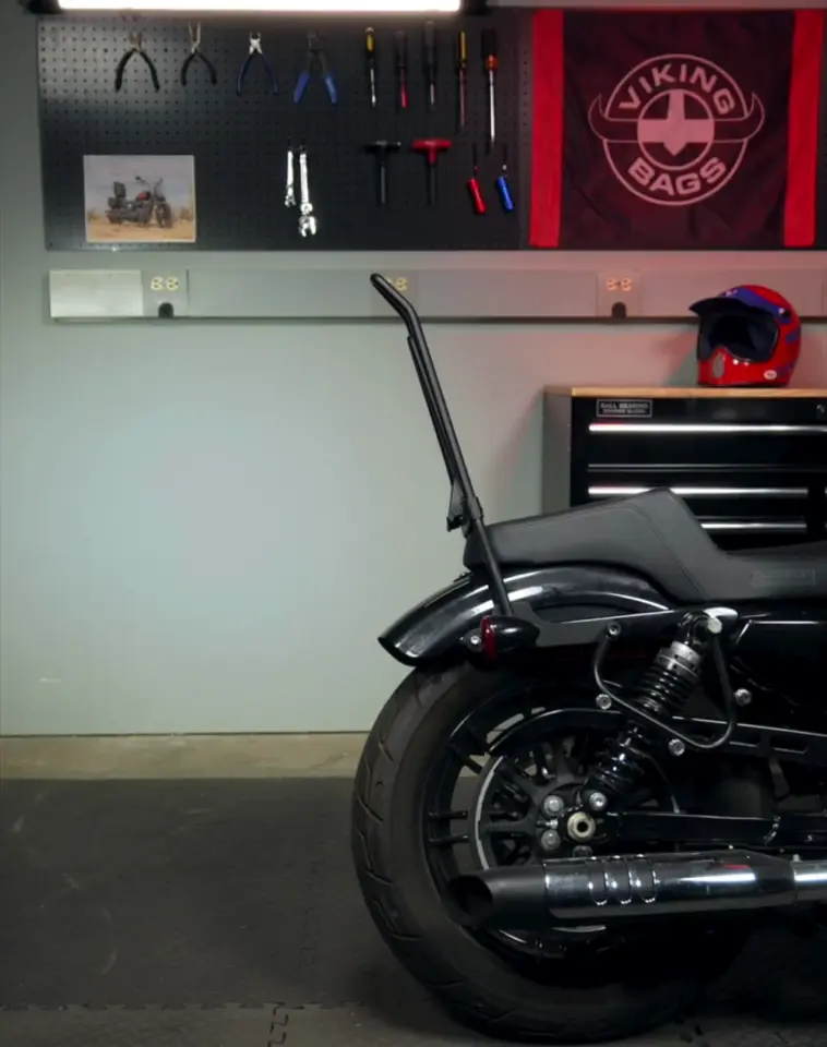 Iron Born Blade 25" Sissy Bar with Foldable Luggage Rack for Harley Softail Standard FXST Matte Black - Image 4