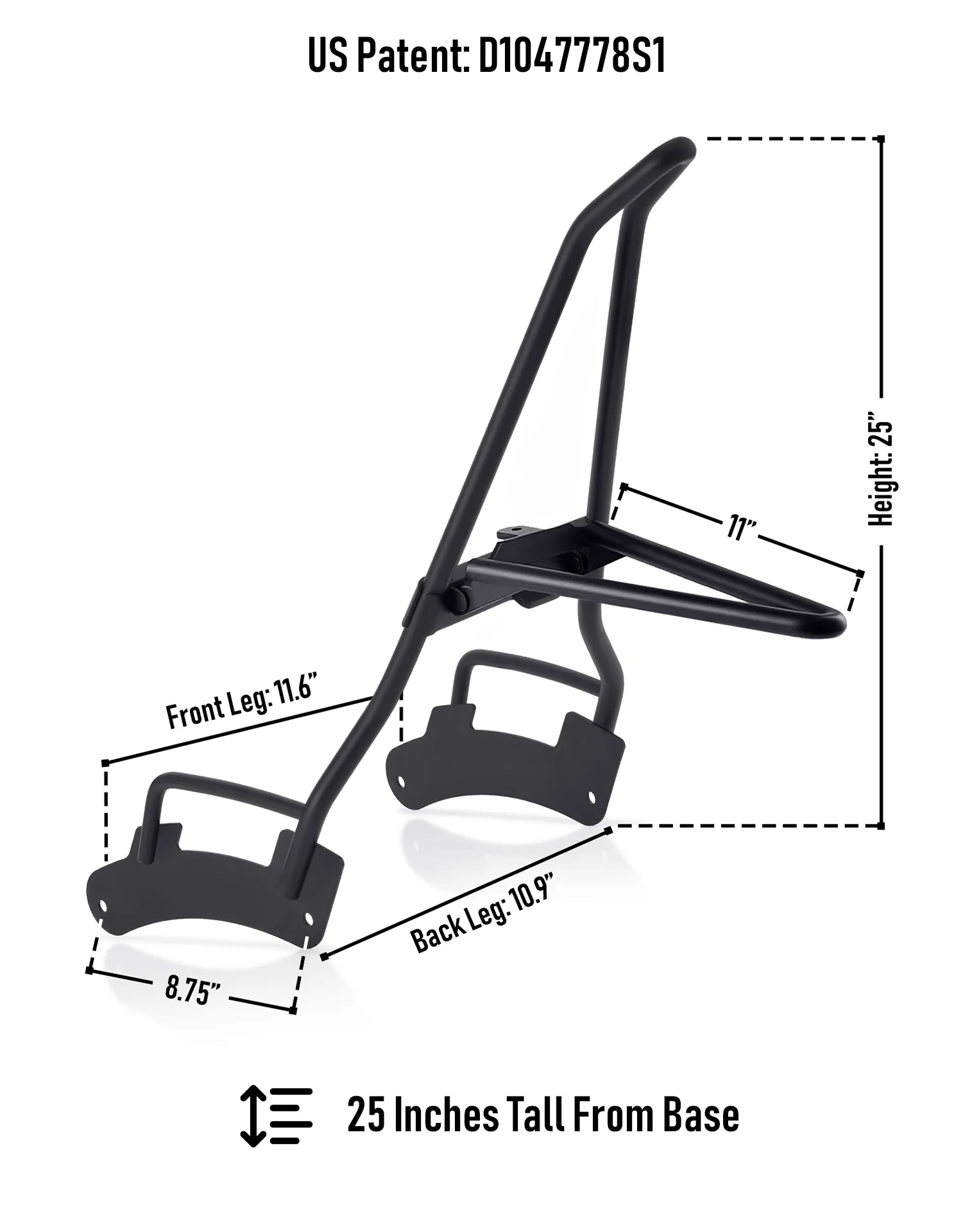Iron Born Blade 25" Indian Super Chief Limited (2022+) Sissy Bar with Foldable Luggage Rack Matte Black - Image 7