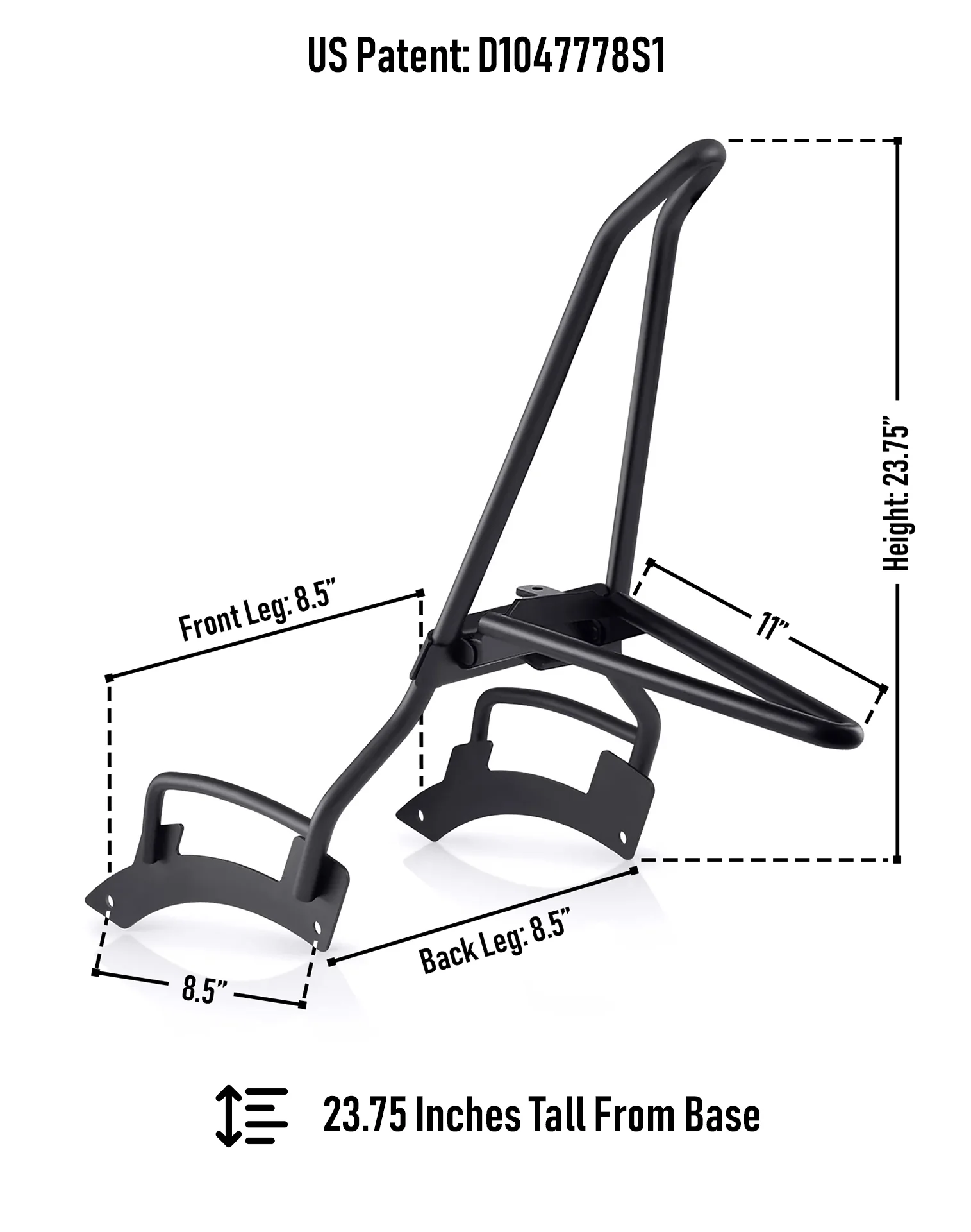 Iron Born Blade 25" Indian Scout Sixty Classic 2025+ Sissy Bar with Foldable Luggage Rack Matte Black - Image 3