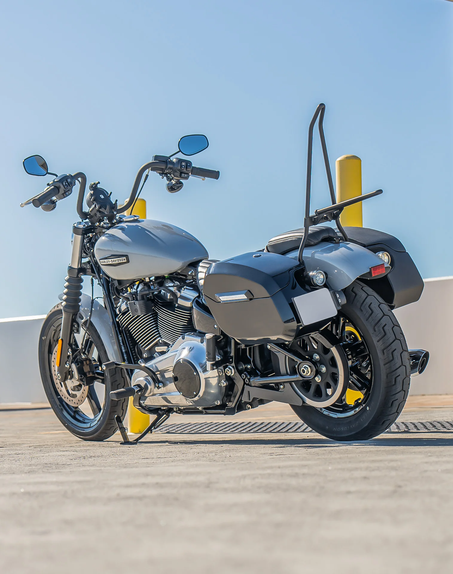 Iron Born Blade 25" Sissy Bar with Foldable Luggage Rack for Harley Softail Street Bob Matte Black - Image 3