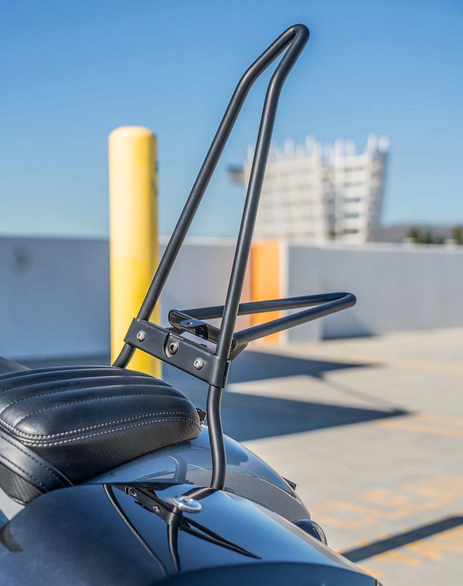 Iron Born Blade 25" Sissy Bar with Foldable Luggage Rack for Harley Softail Street Bob Matte Black - Image 5