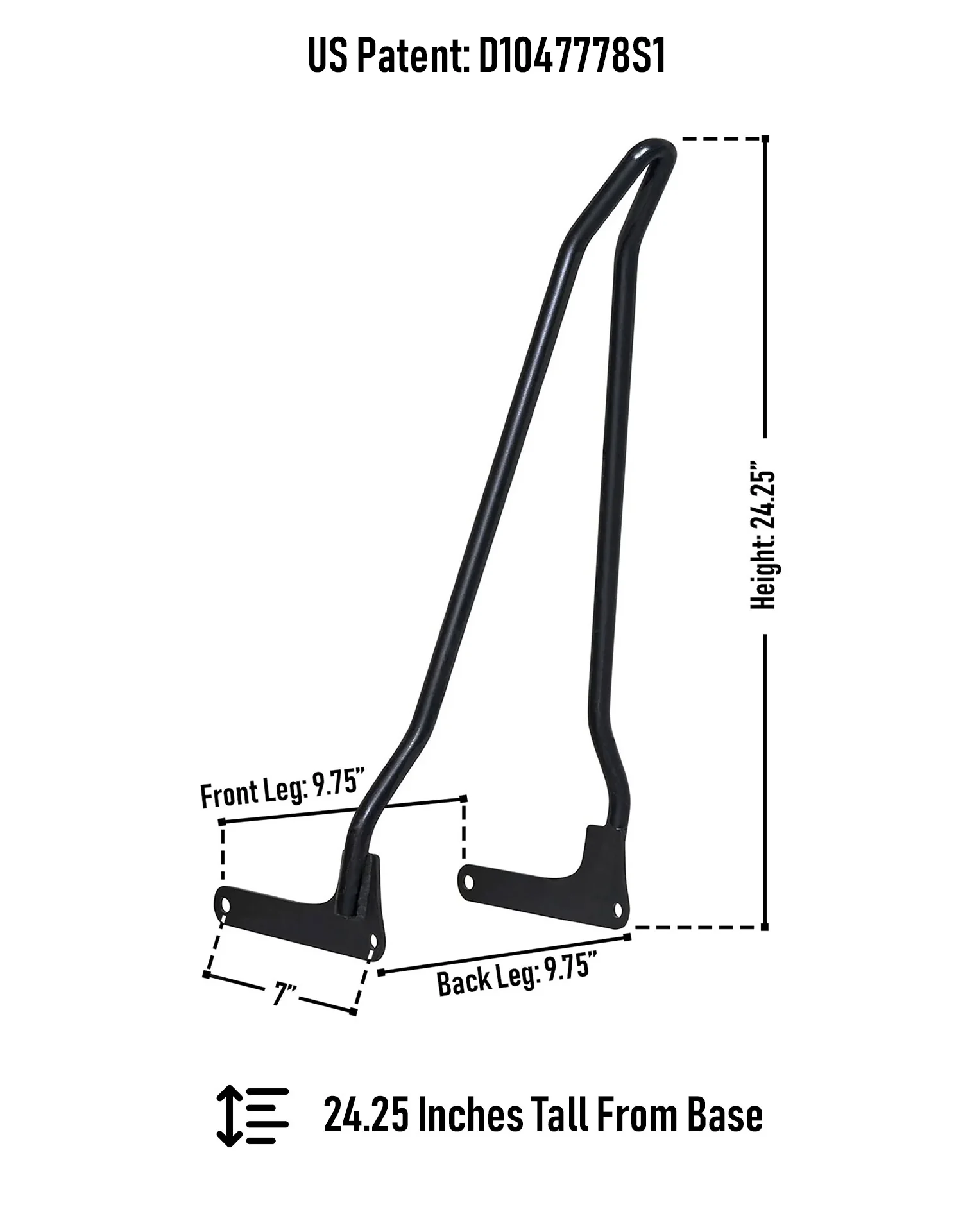 Iron Born Blade 25" Sissy Bar for Harley Softail Street Bob Matte Black - Image 3