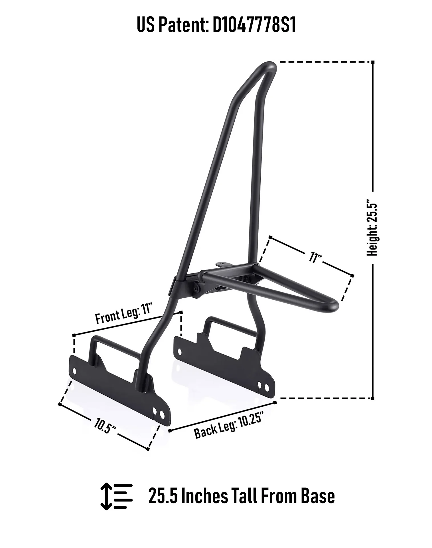 Iron Born Blade 25" Sissy Bar with Foldable Luggage Rack for Harley Dyna Low Rider FXDL Matte Black - Image 3