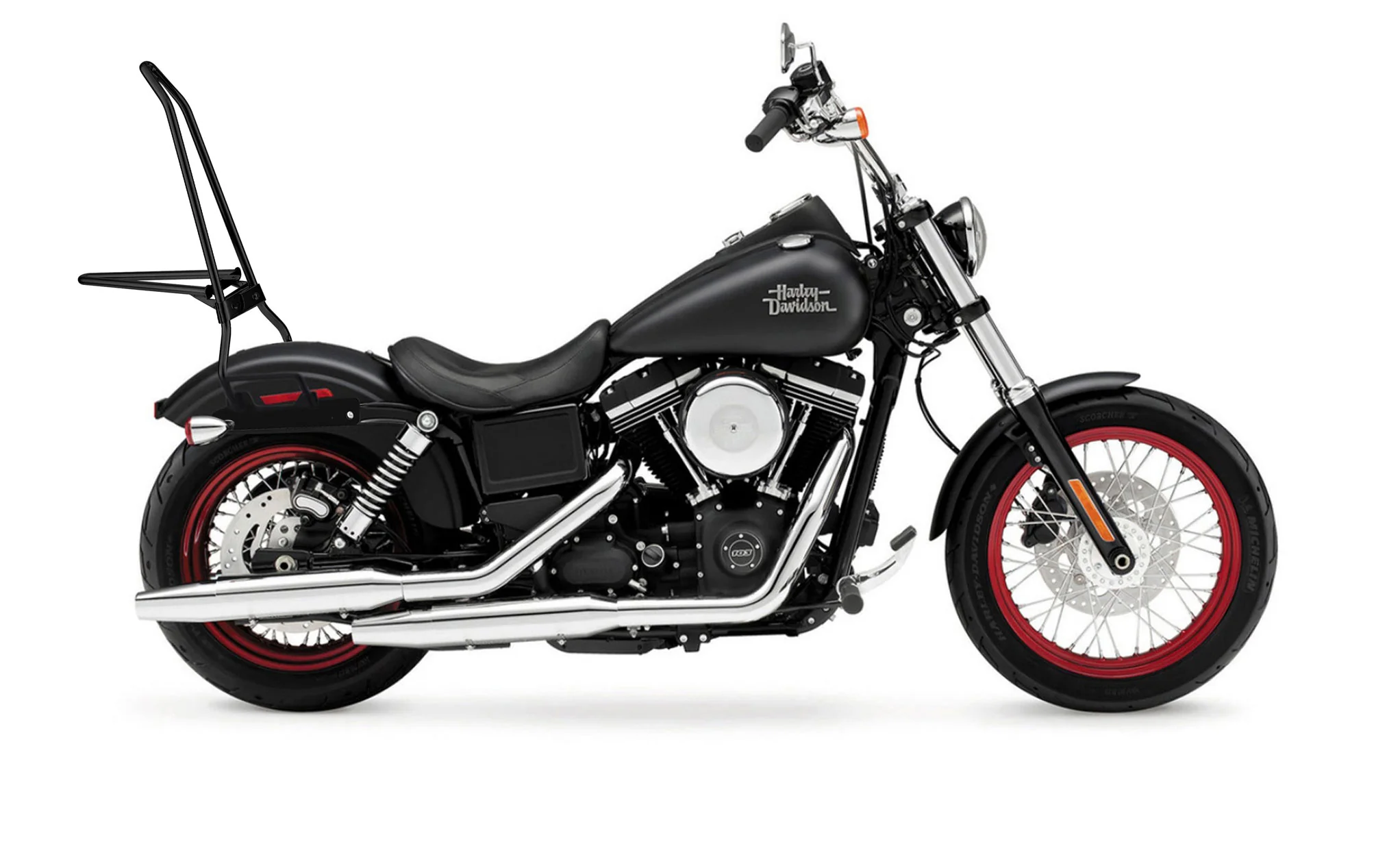 Iron Born Blade 25" Sissy Bar with Foldable Luggage Rack for Harley Dyna Street Bob FXDB Matte Black - Image 2