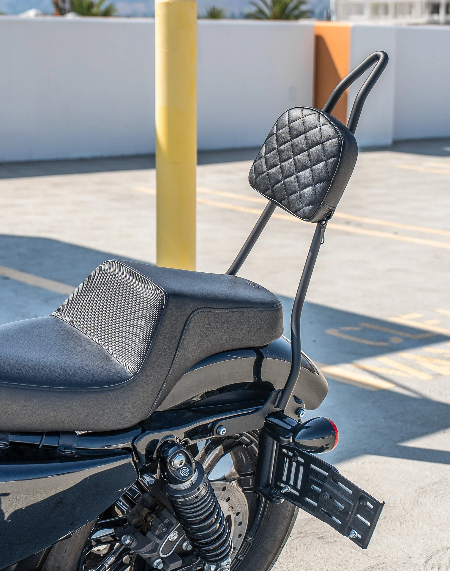 Viking Iron Born Diamond Stitch Leather Short Motorcycle Sissy Bar Pad - Image 4