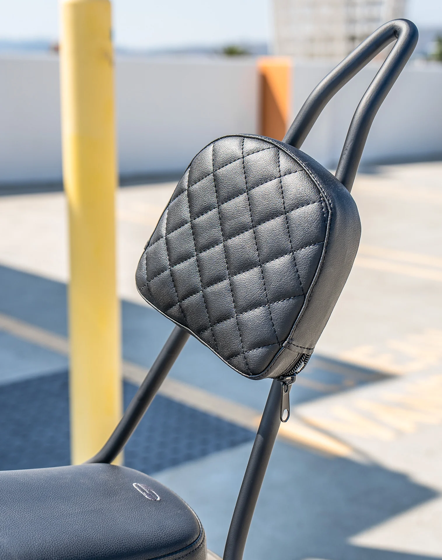 Viking Iron Born Diamond Stitch Leather Short Motorcycle Sissy Bar Pad - Image 5