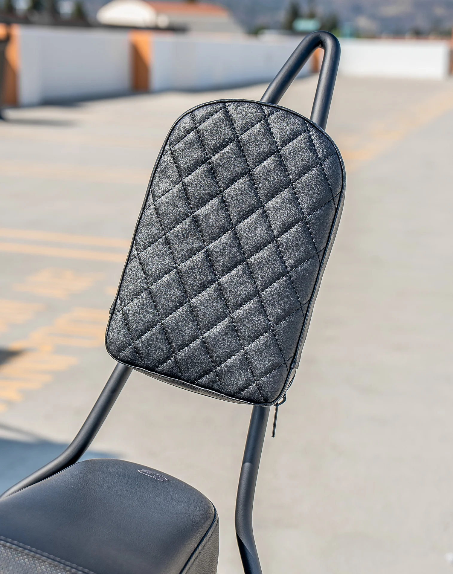 Viking Iron Born Diamond Stitch Leather Tall Motorcycle Sissy Bar Pad - Image 4
