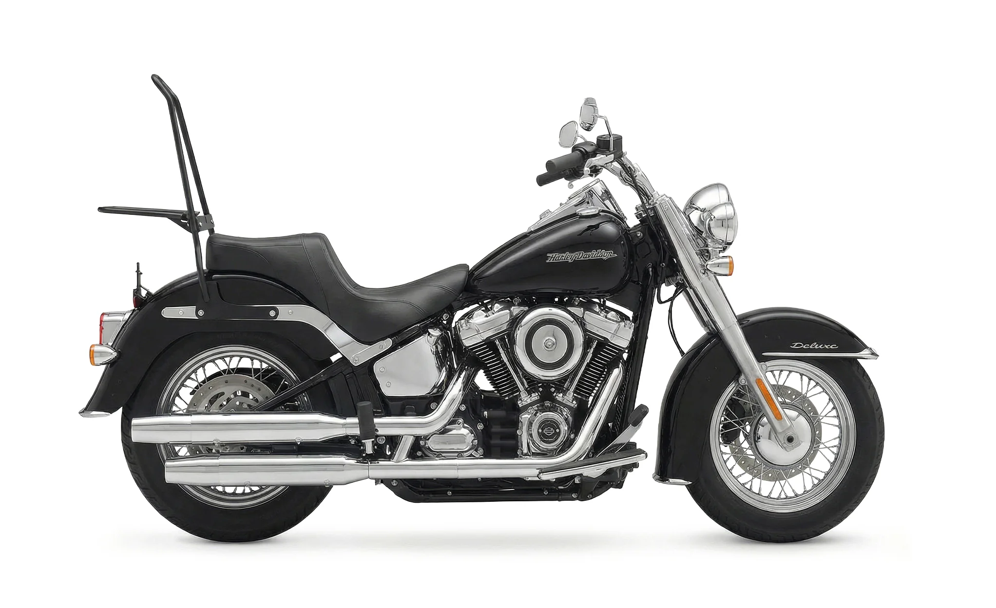 Iron Born Blade 25" Sissy Bar for Wide Seat w/ Foldable Rack for Harley Softail Deluxe FLDE Matte Black - Image 2