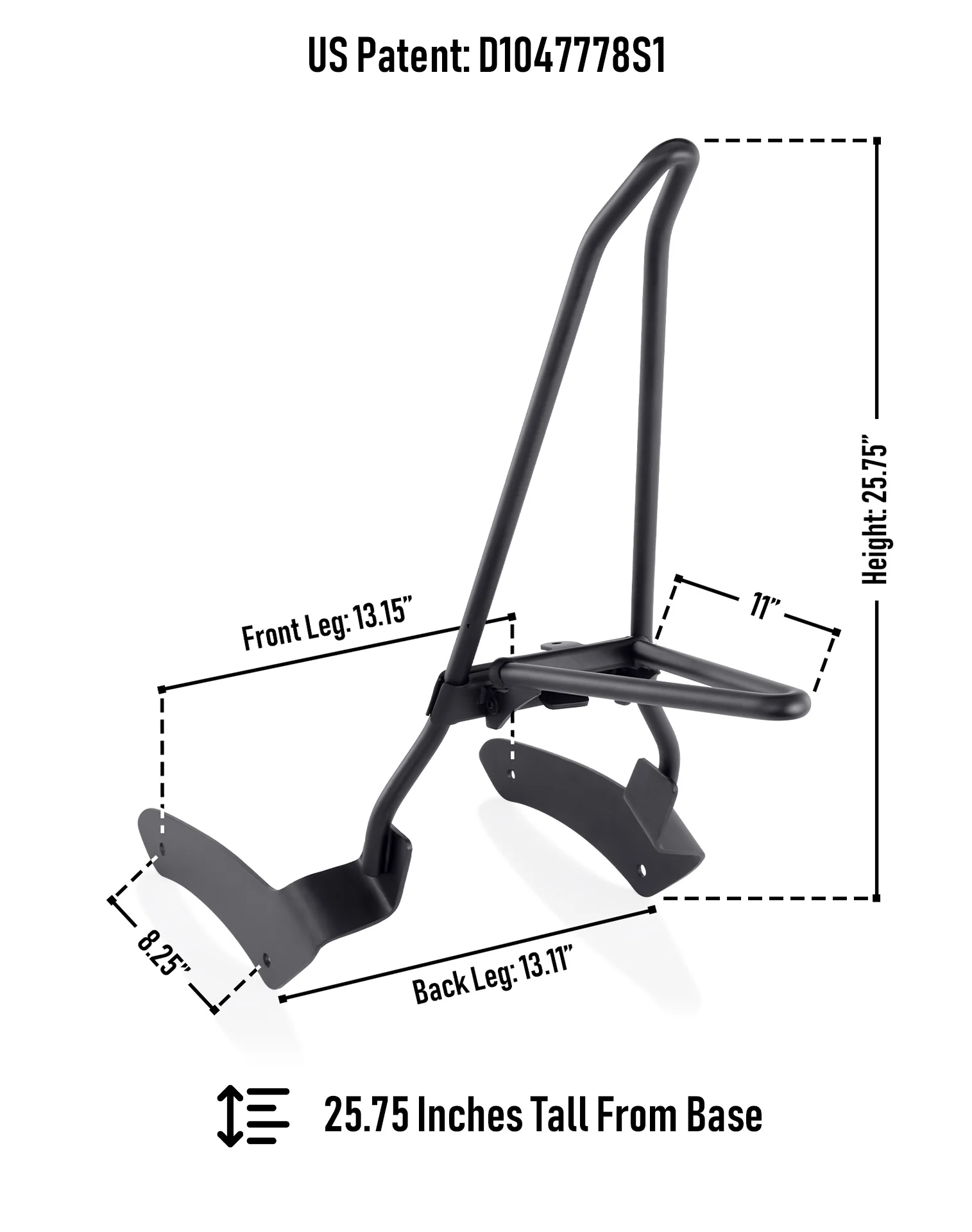 Iron Born Blade 25" Sissy Bar with Foldable Luggage Rack for Kawasaki Vulcan 900 Custom, VN900C Matte Black - Image 3