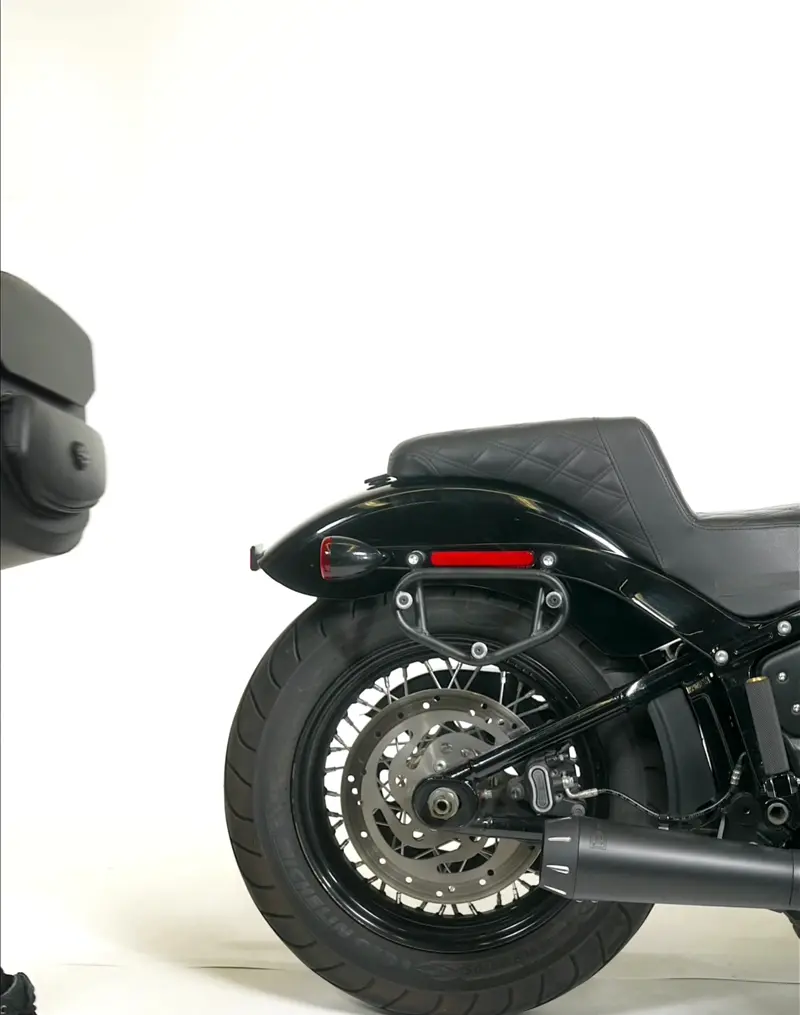 24L - Ironclad Quick-Mount Medium Harley Softail Street Bob Leather Wrapped Hard Saddlebags - Image 10