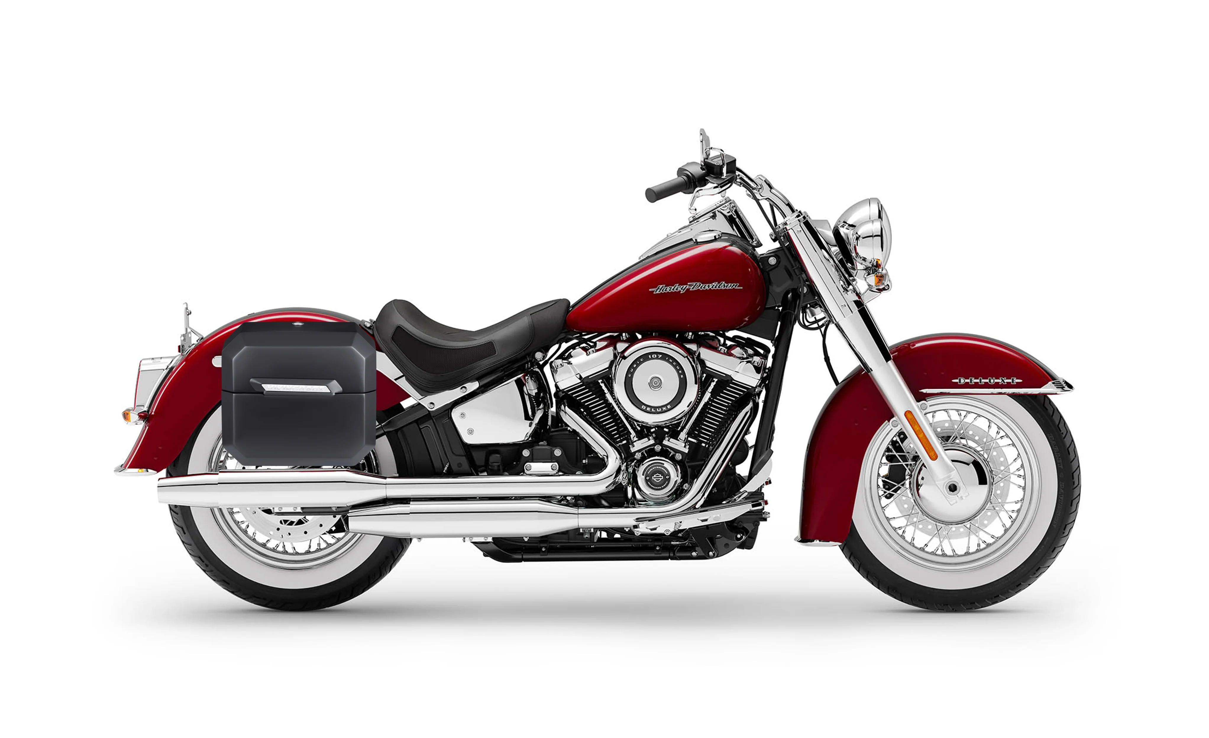 20L - Outlaw Quick-Mount Small Harley Softail Deluxe FLDE Matte Hard Saddlebags - Image 2