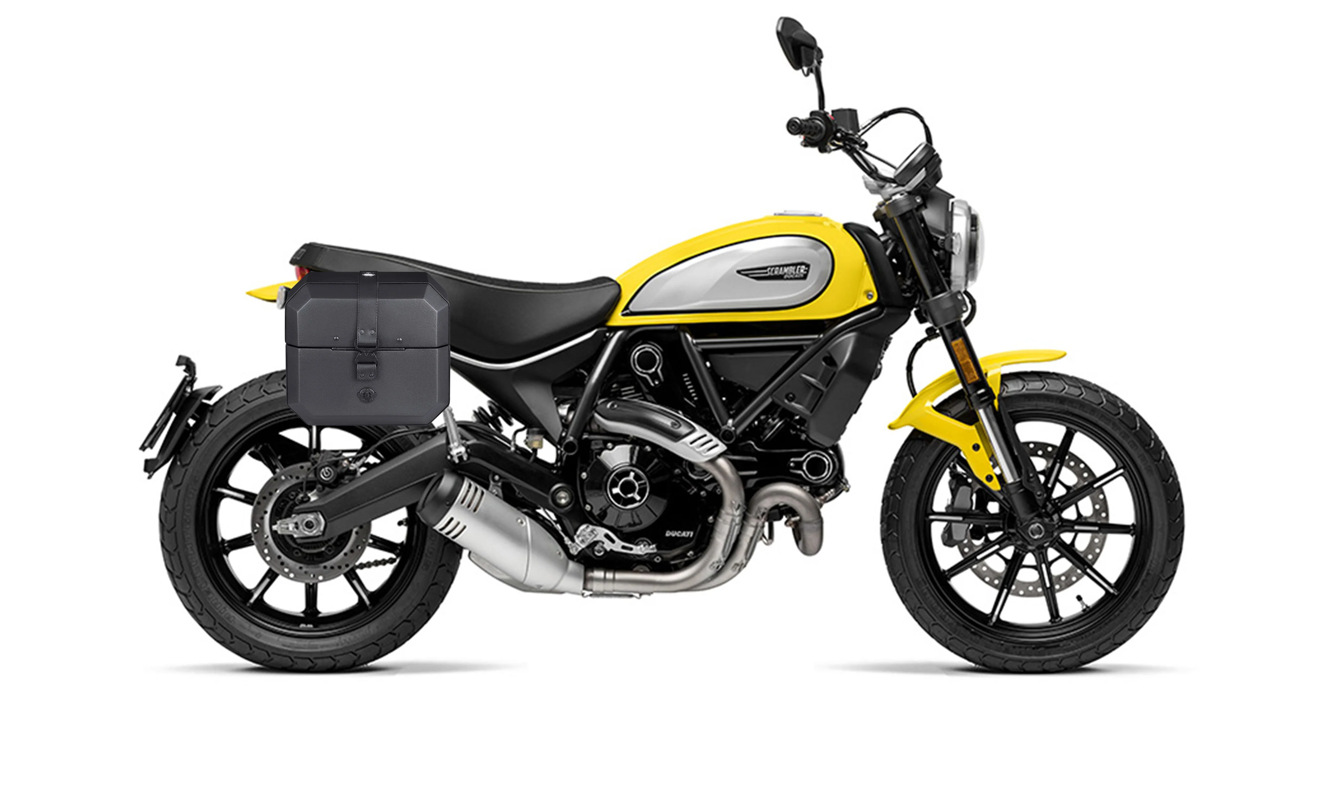 20L - Outlaw Quick-Mount Small Ducati Scrambler (2018-2022) Leather Wrapped Hard Saddlebags - Image 2