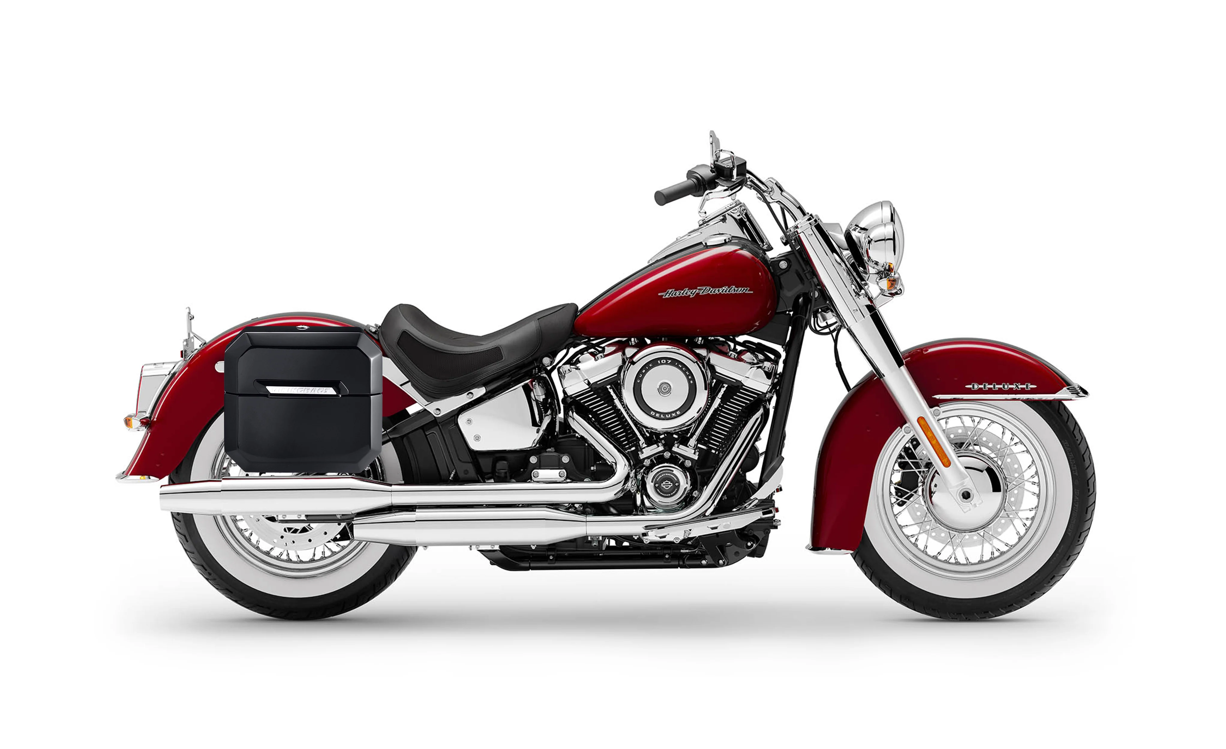 20L - Outlaw Quick-Mount Small Harley Softail Deluxe FLDE Painted Hard Saddlebags - Image 2