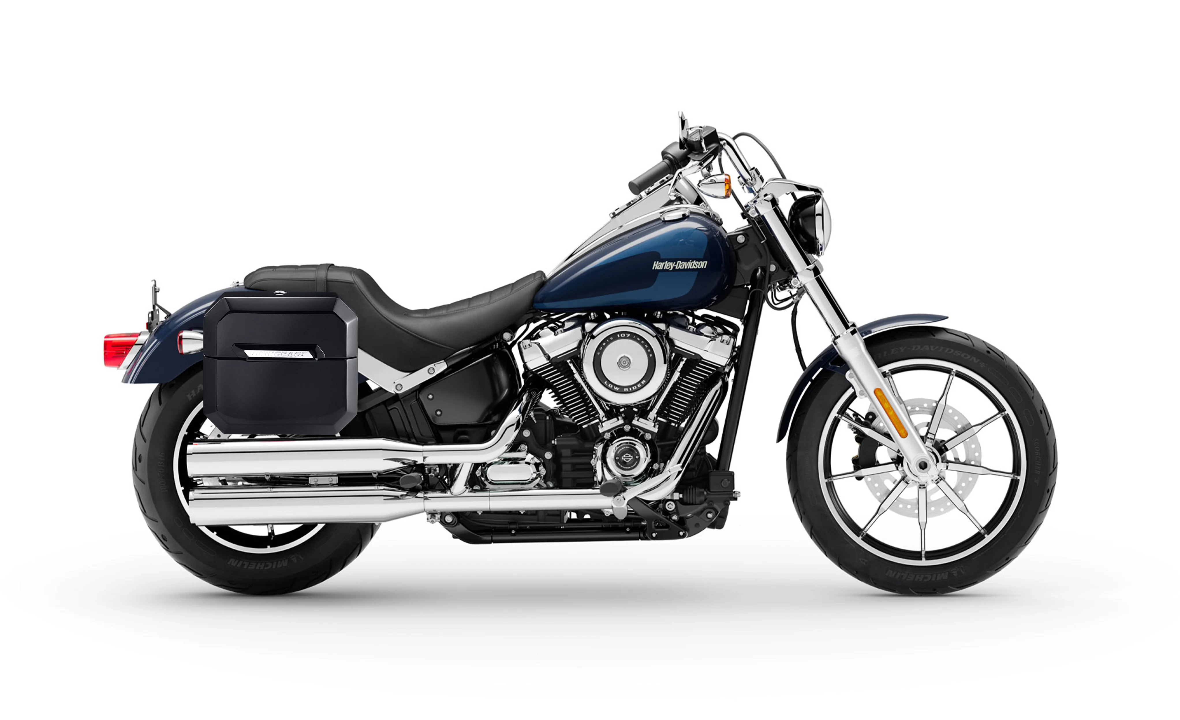 20L - Outlaw Quick-Mount Small Harley Softail Low Rider FXLR Painted Hard Saddlebags - Image 2