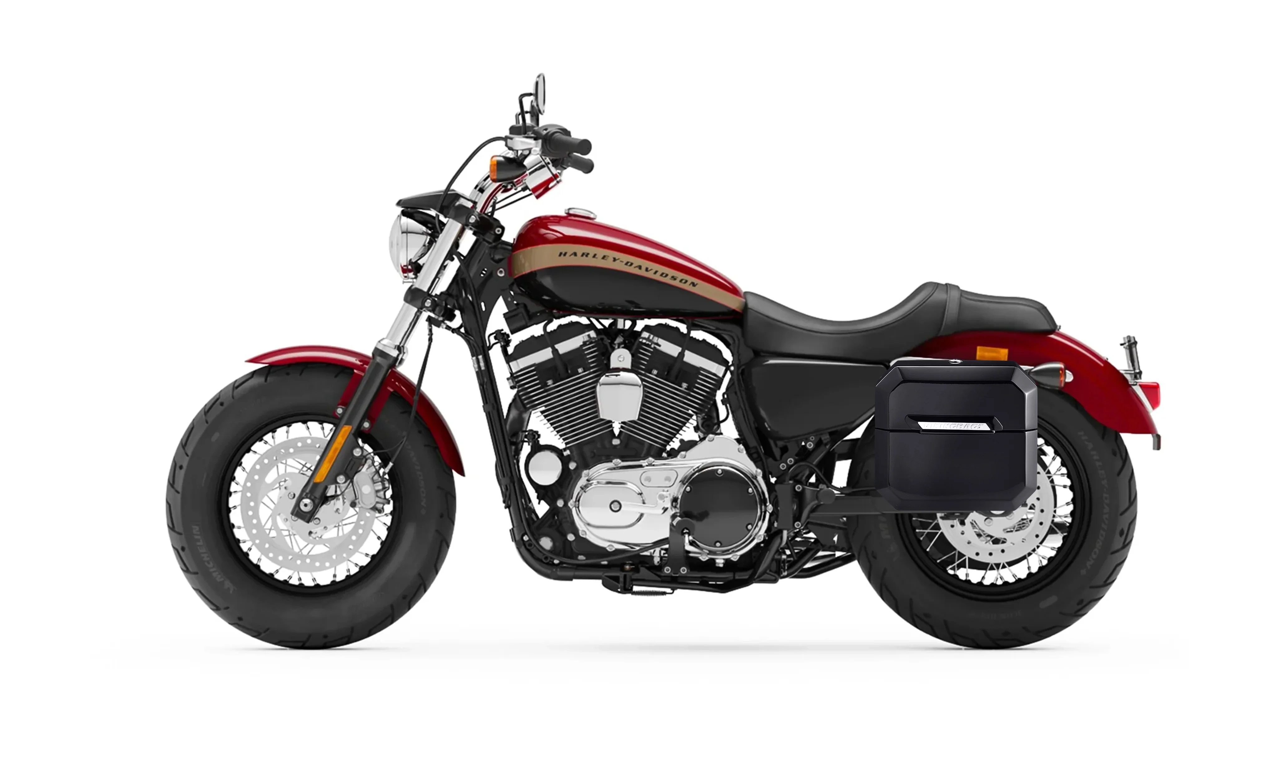 20L - Outlaw Quick-Mount Small Harley Sportster 1200 Custom XL1200C Painted Hard Saddlebags - Image 2