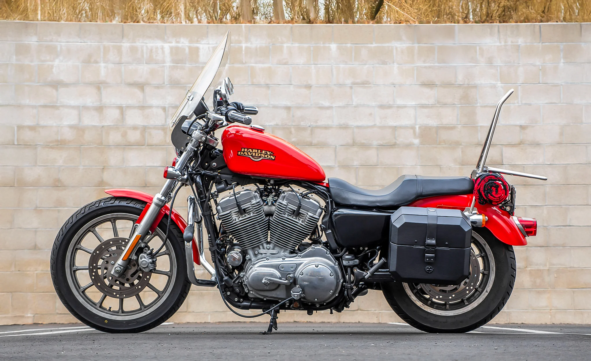 20L - Outlaw Quick-Mount Small Harley Sportster 883 Low XL883L Leather Wrapped Hard Saddlebags - Image 2