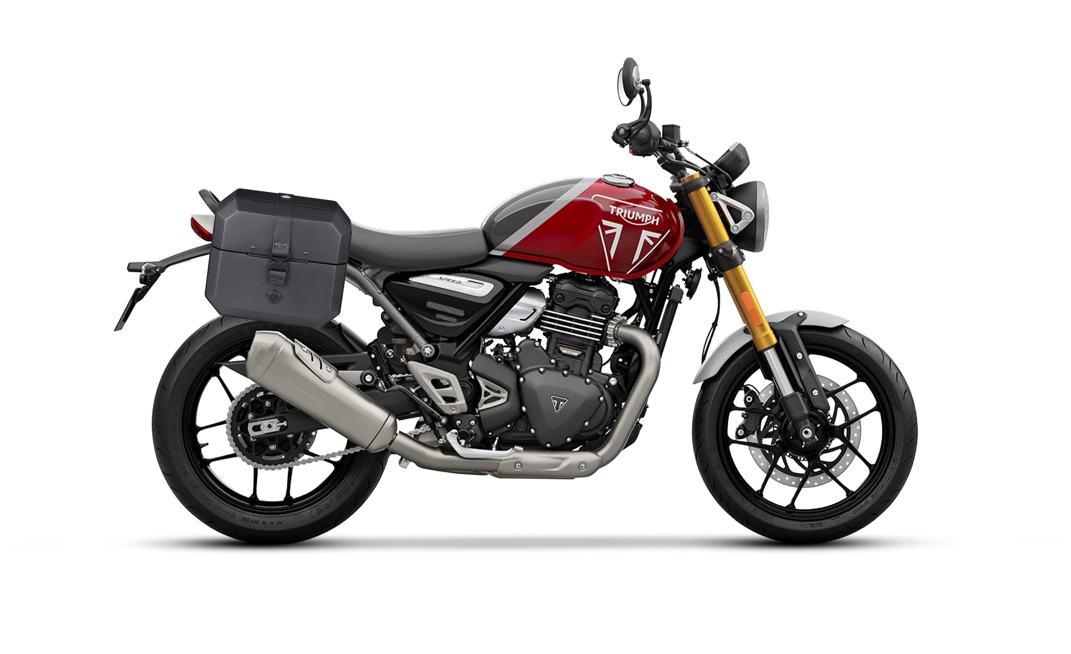 20L - Outlaw Quick-Mount Small Triumph Speed 400 Leather Wrapped Hard Saddlebags - Image 2