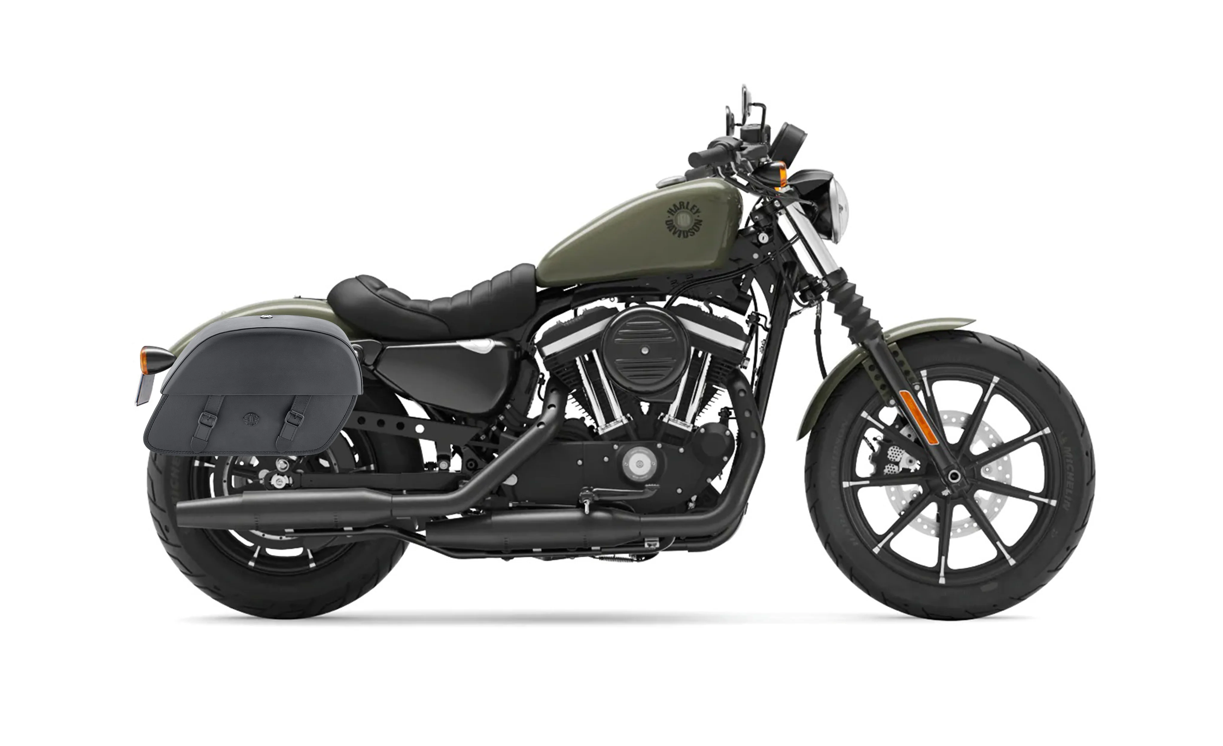 32L - Baelor Large Hard Mount Shock Cutout Saddlebags for Harley Sportster 883 Iron XL883N - Image 2