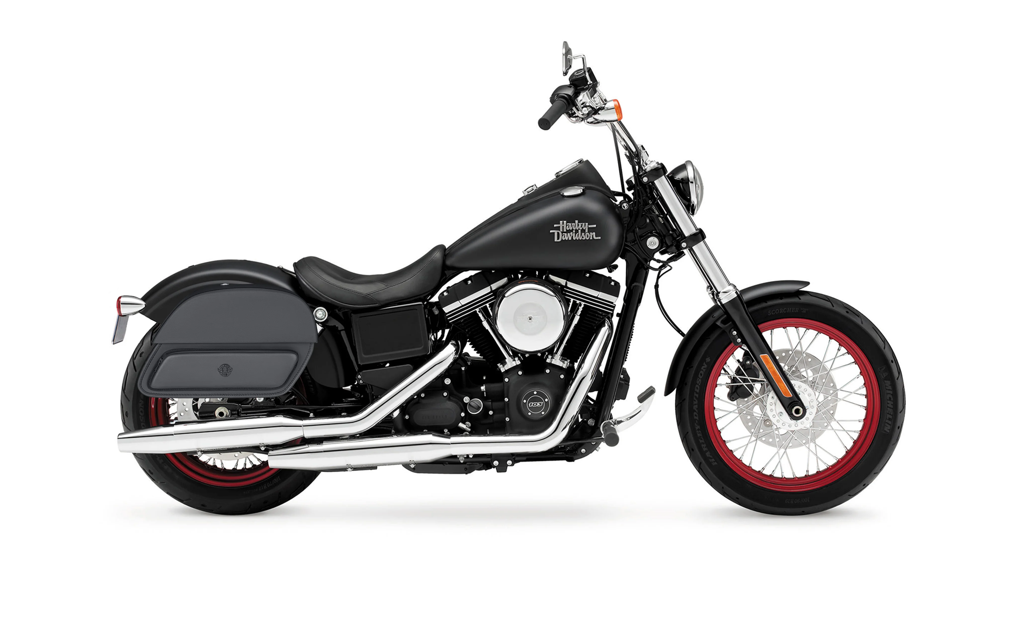 32L - Pantheon Large Hard Mount Shock Cutout Saddlebags for Harley Dyna Street Bob FXDB/I - Image 2