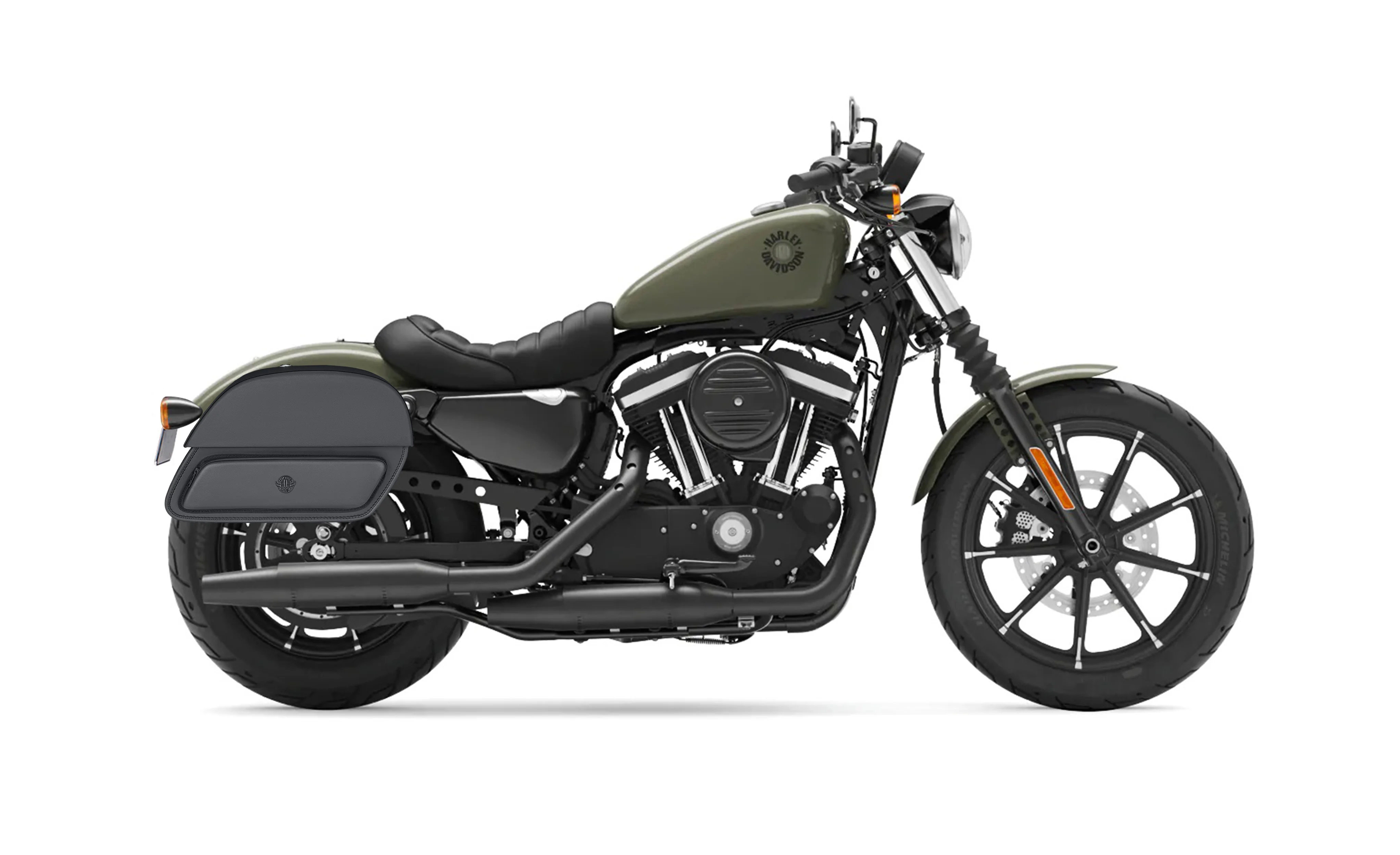 32L - Pantheon Large Hard Mount Shock Cutout Saddlebags for Harley Sportster 883 Iron XL883N - Image 2