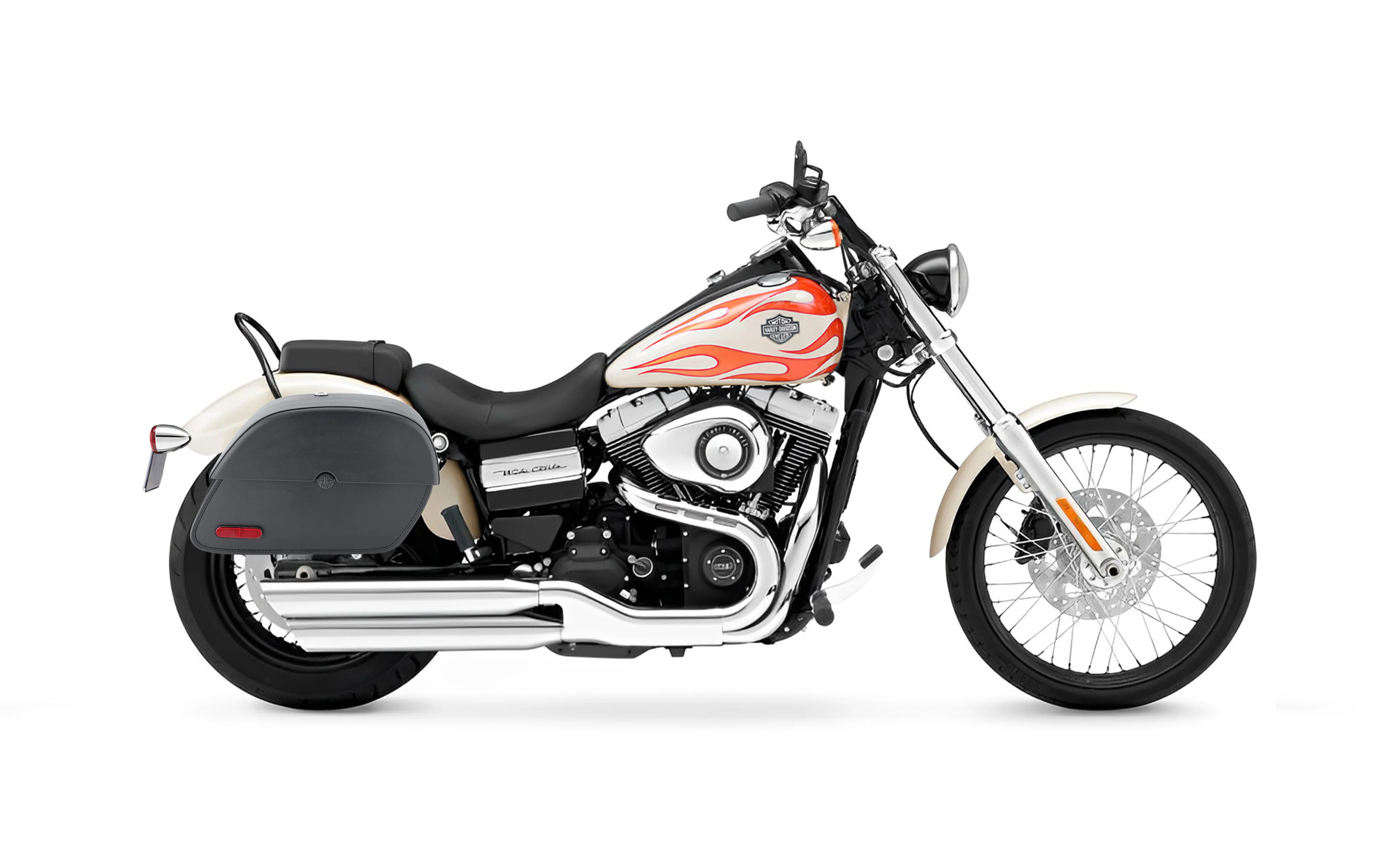 32L - Panzer Large Hard Mount Shock Cutout Saddlebags for Harley Dyna Wide Glide FXDWG/I - Image 2