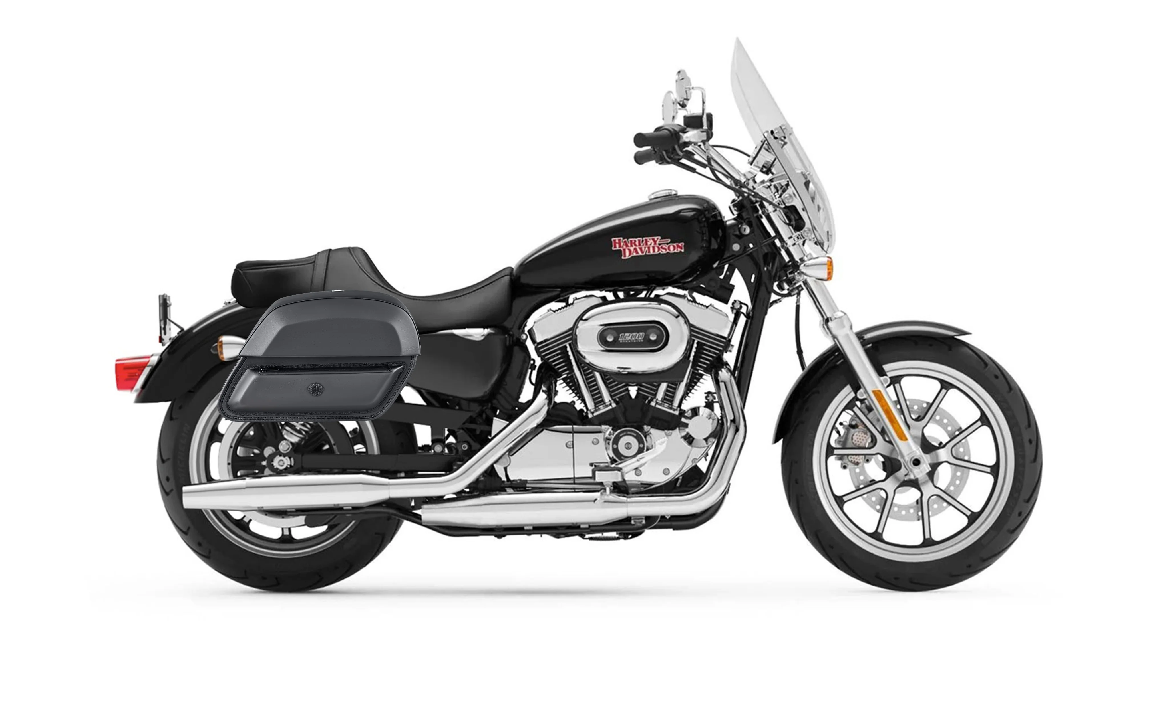 28L - Pantheon Medium Quick Mount Motorcycle Saddlebags For Harley Sportster 1200 Super Low XL1200T - Image 2