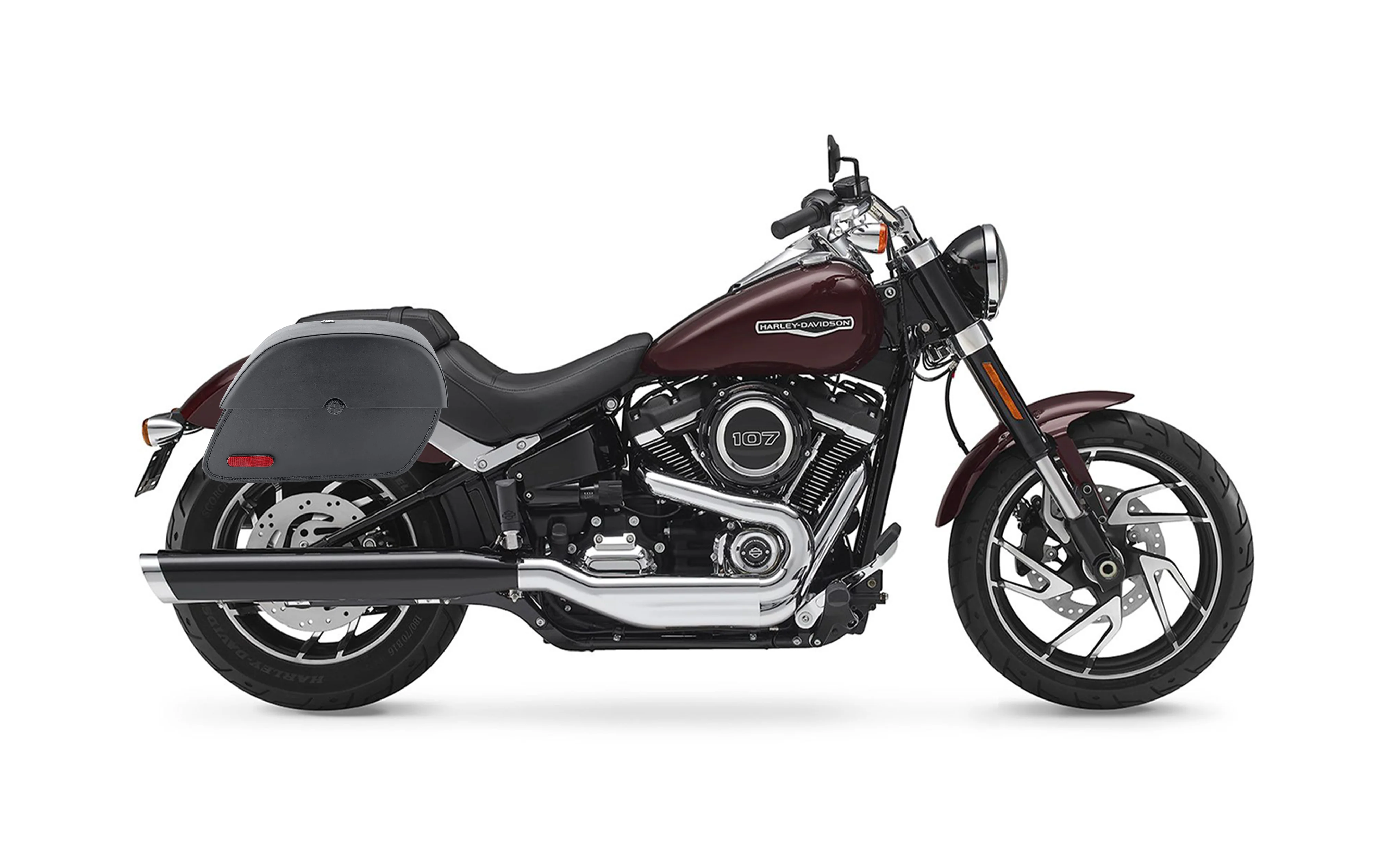 28L - Panzer Medium Quick Mount Leather Saddlebags For Harley Softail Sport Glide FLSB - Image 2