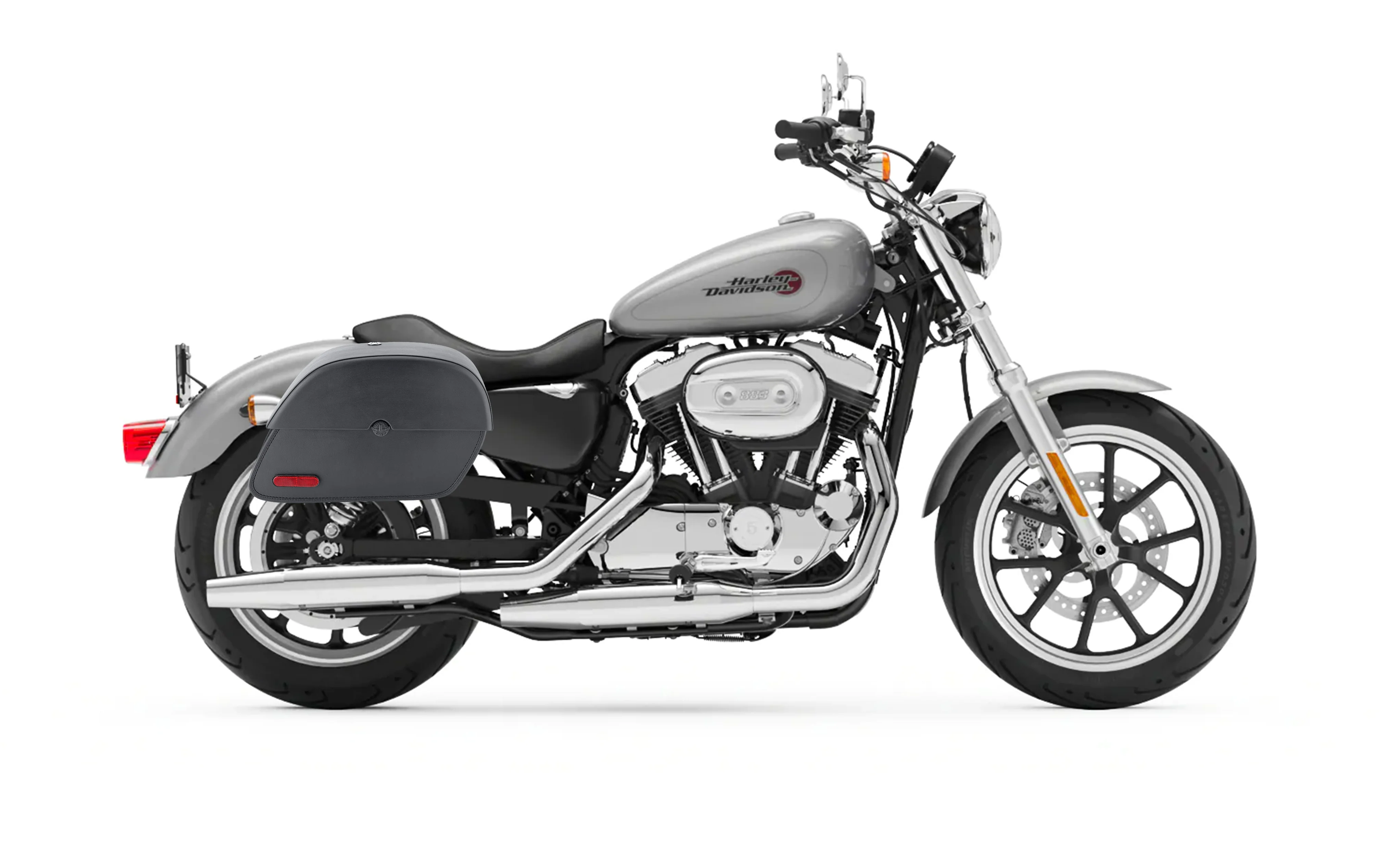 28L - Panzer Medium Quick Mount Leather Saddlebags For Harley Sportster Super Low XL883L - Image 2