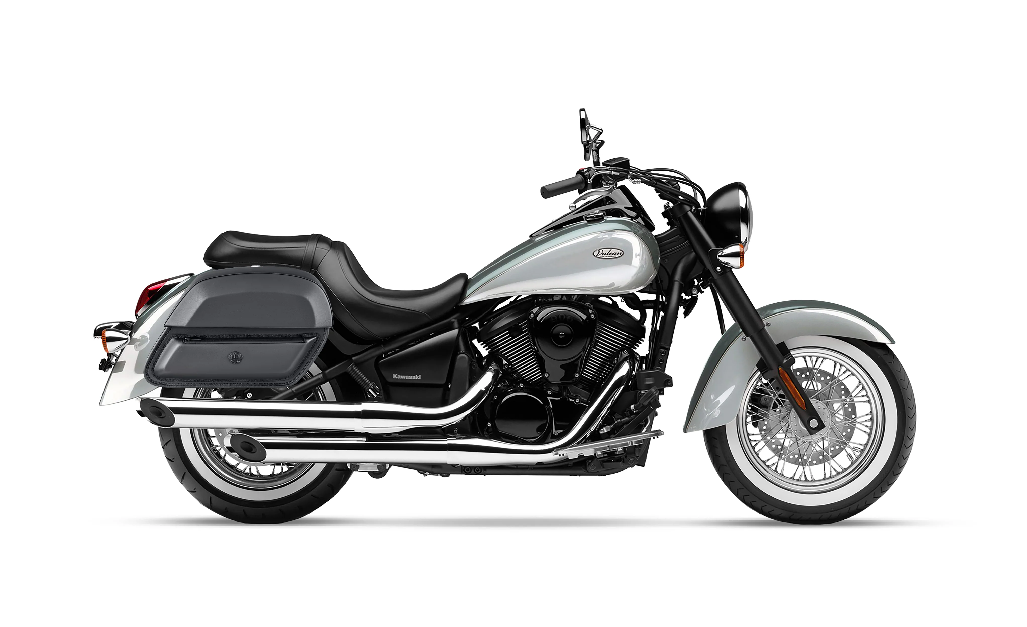28L - Pantheon Medium Hard Mount Kawasaki Vulcan 900 Classic VN900 Leather Motorcycle Saddlebags - Image 2