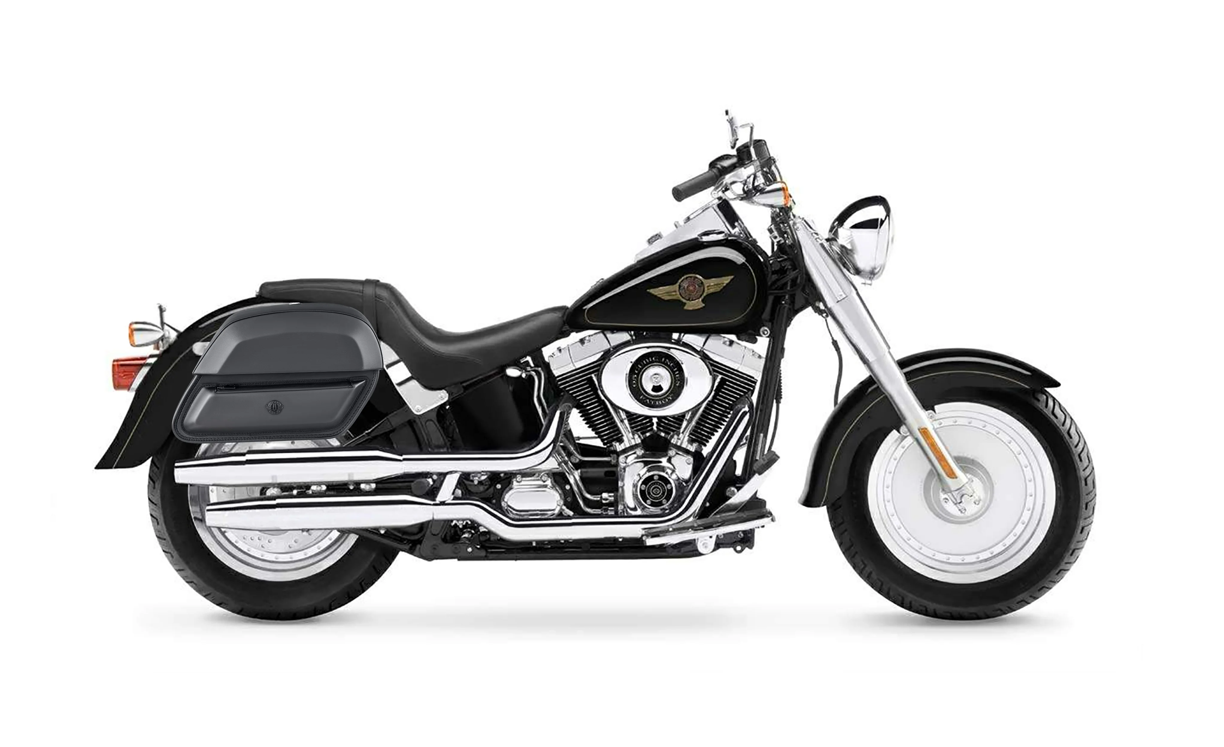 28L - Pantheon Medium Hard Mount Leather Saddlebags for Harley Softail Fatboy FLSTF/I - Image 2