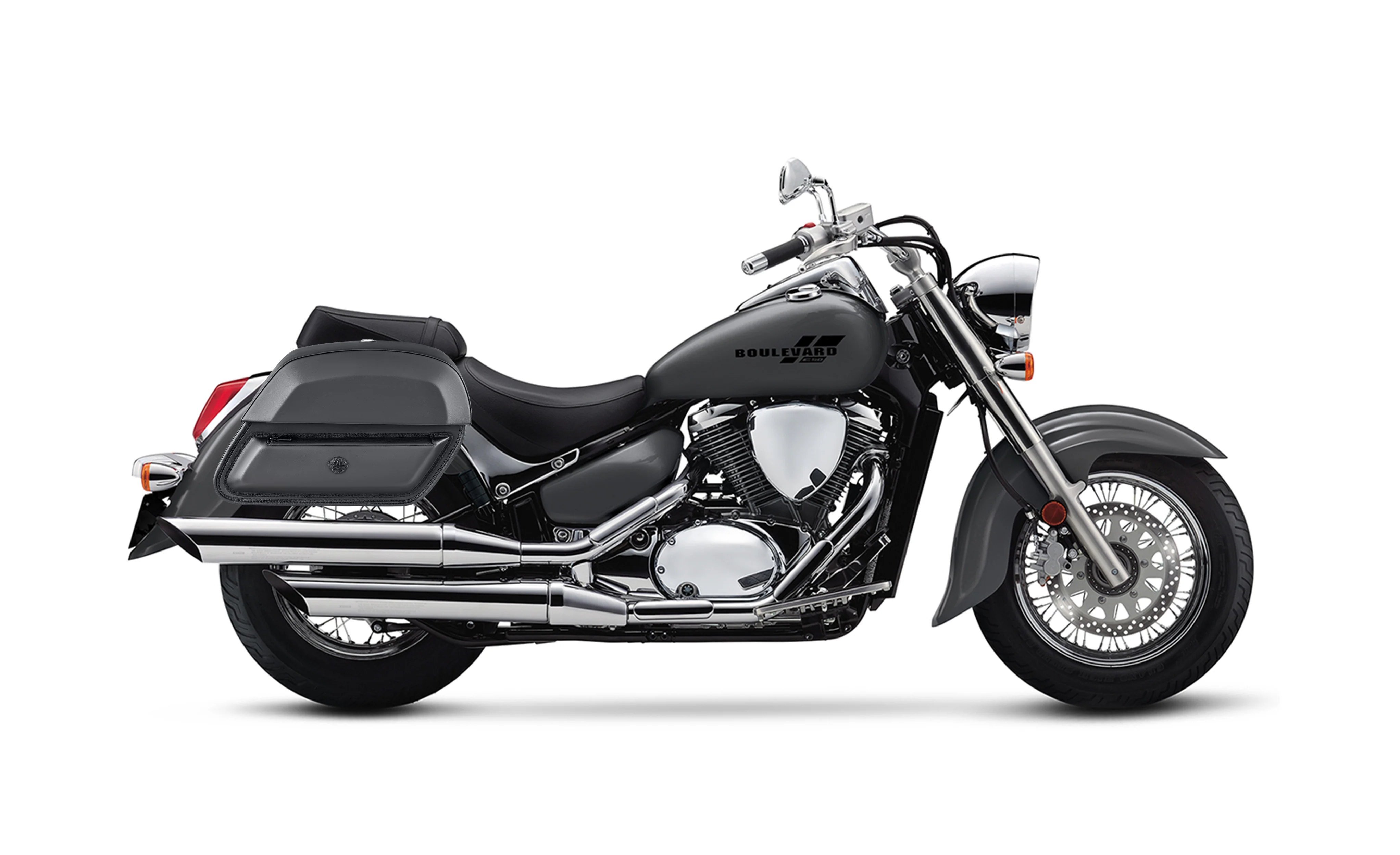 28L - Pantheon Medium Hard Mount Suzuki Boulevard C50 VL800 Leather Motorcycle Saddlebags - Image 2