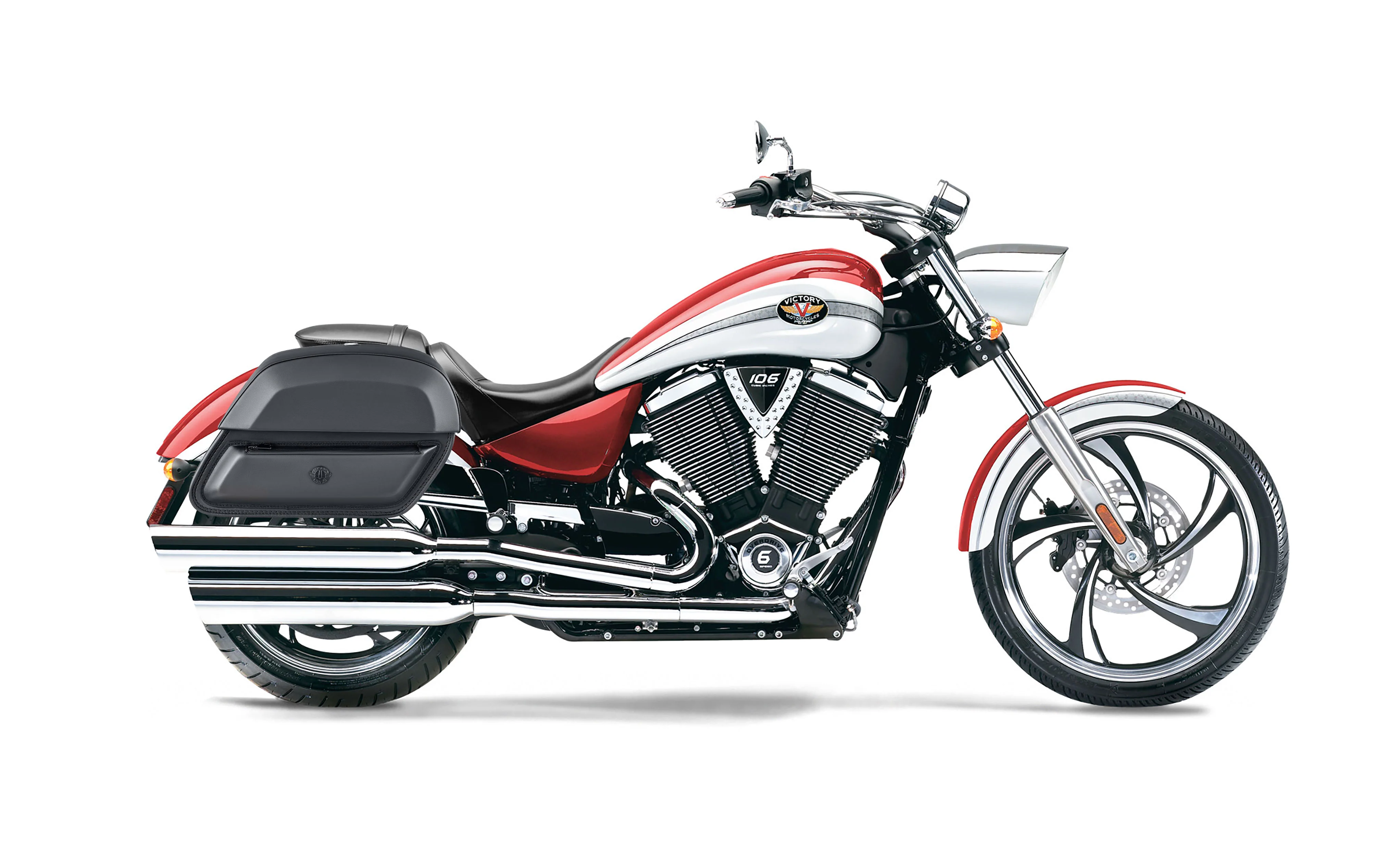 28L - Pantheon Medium Hard Mount Victory Vegas Leather Motorcycle Saddlebags - Image 2