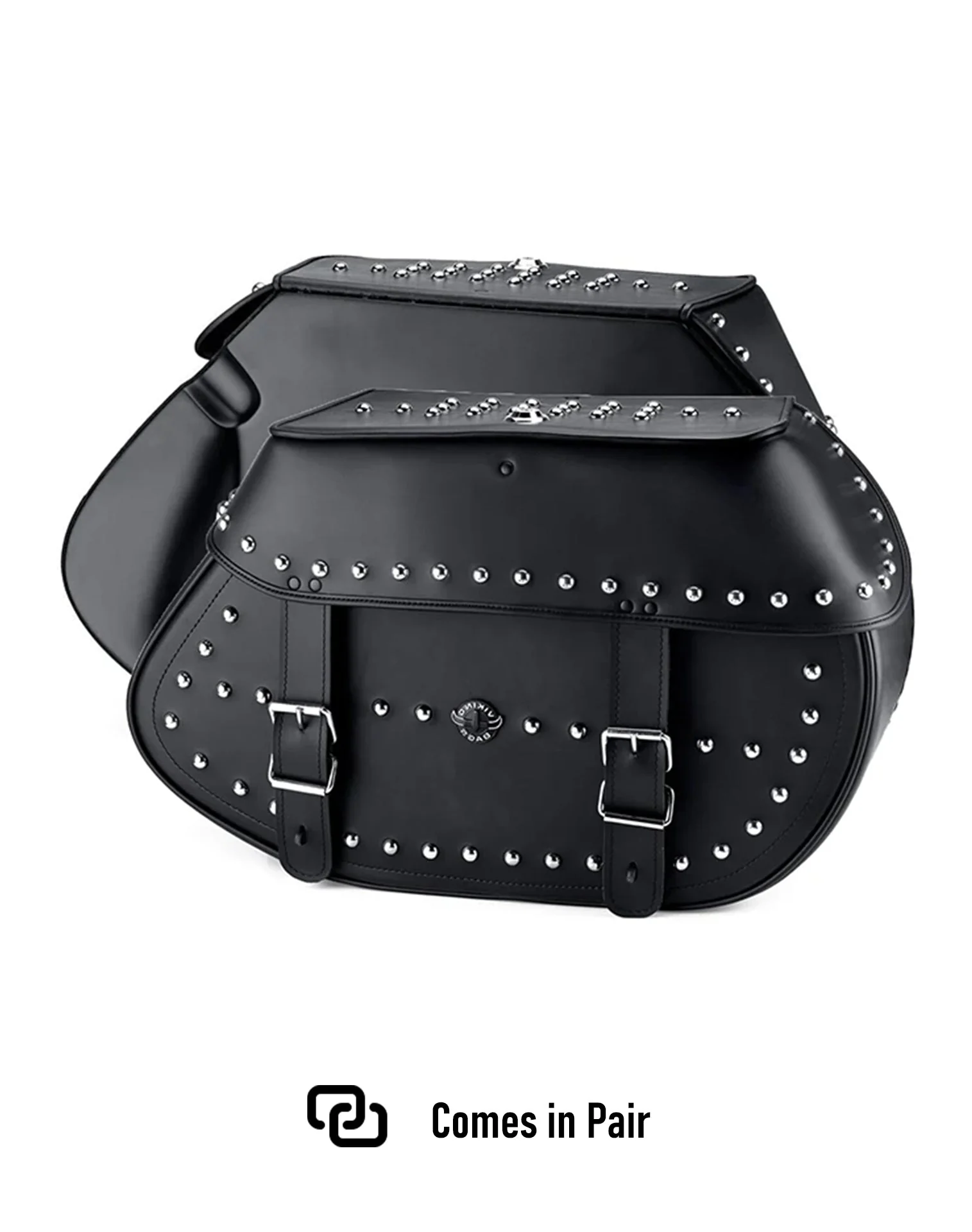 35L - Legacy Extra Large Studded Leather Saddlebags for Harley Softail Deluxe FLDE - Image 5
