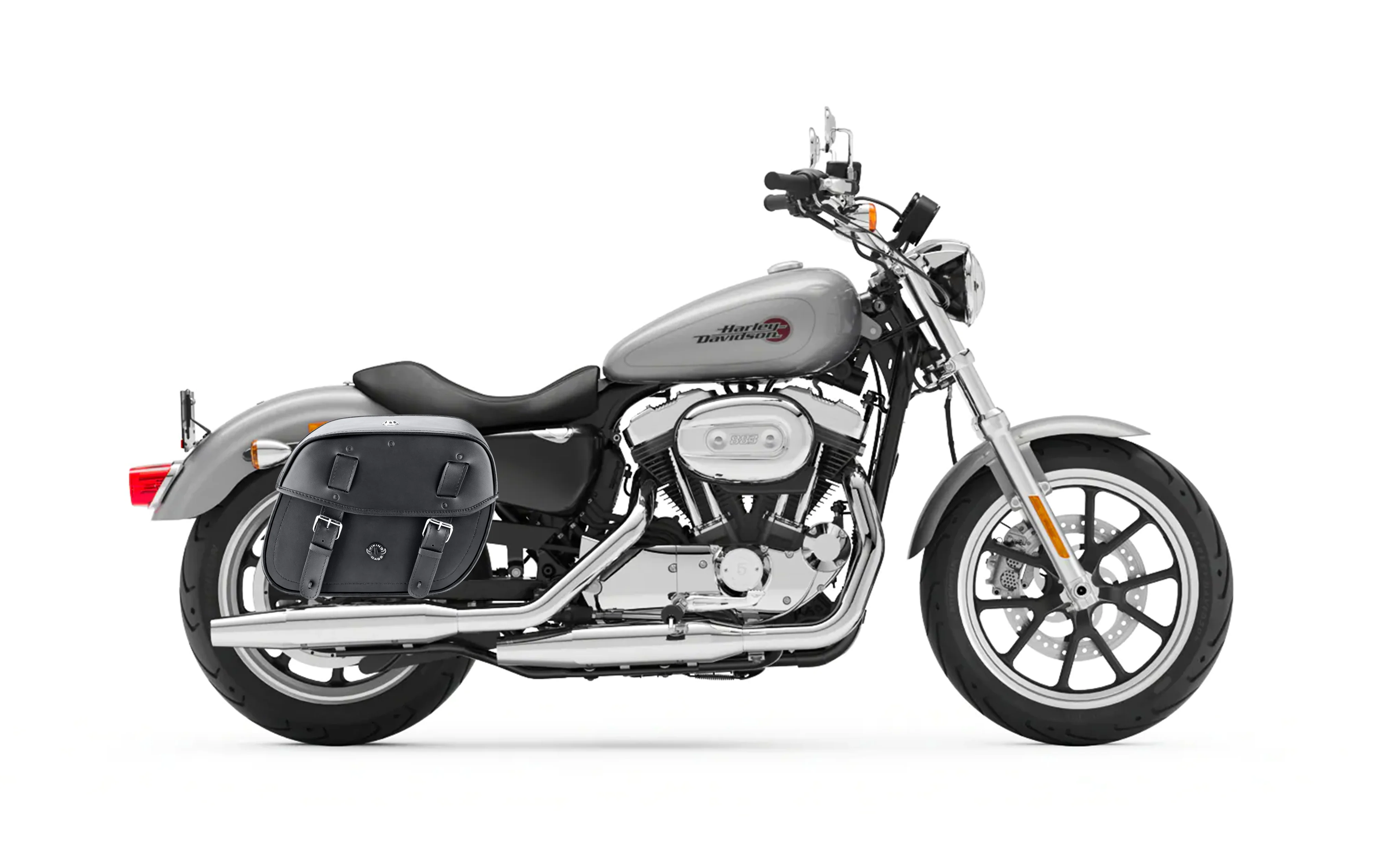25L - Arch Large Shock Cutout Leather Motorcycle Saddlebags for Harley Sportster Super Low XL883L - Image 2