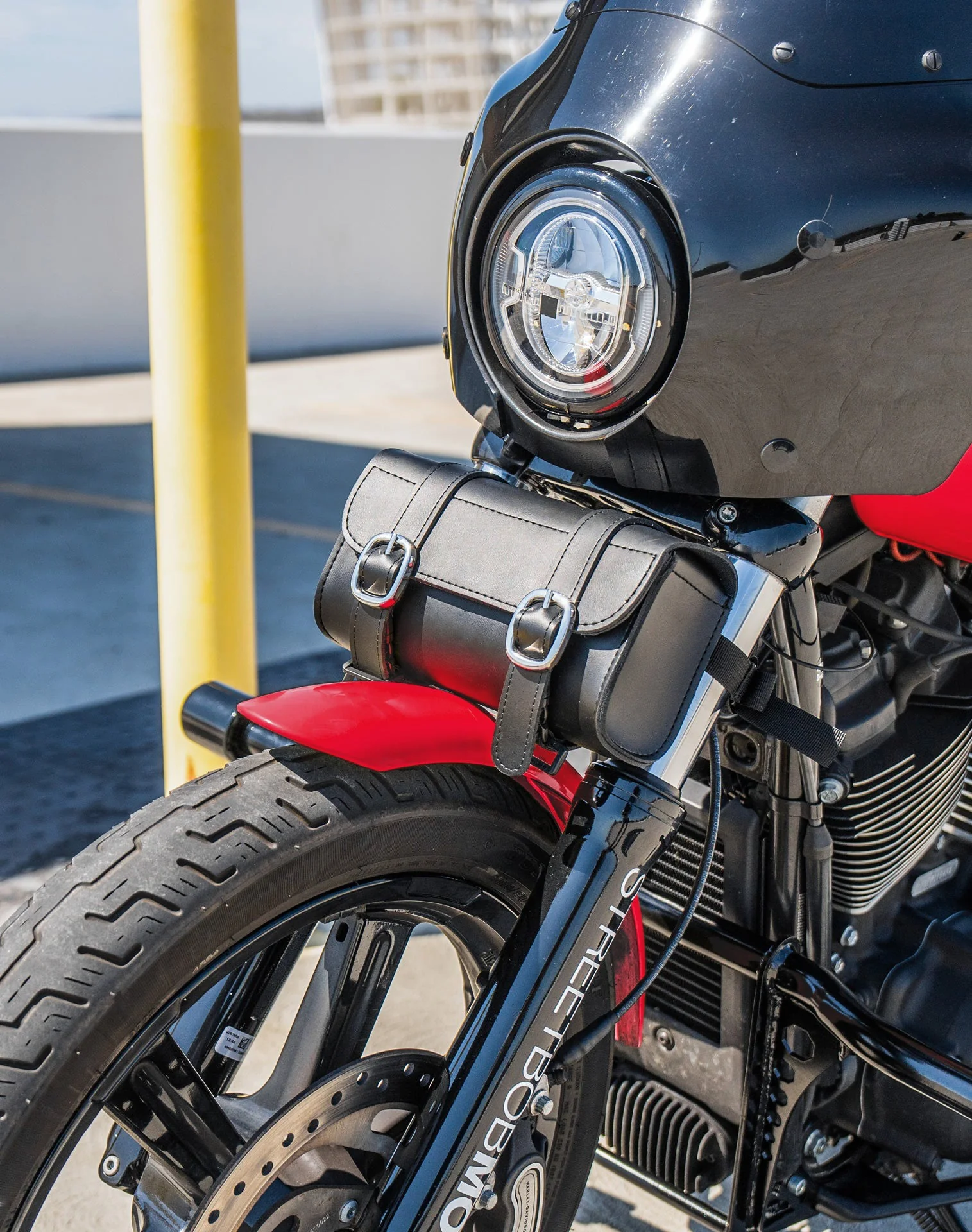 2L - Armor Plain Suzuki Leather Motorcycle Handlebar Bag - Image 6