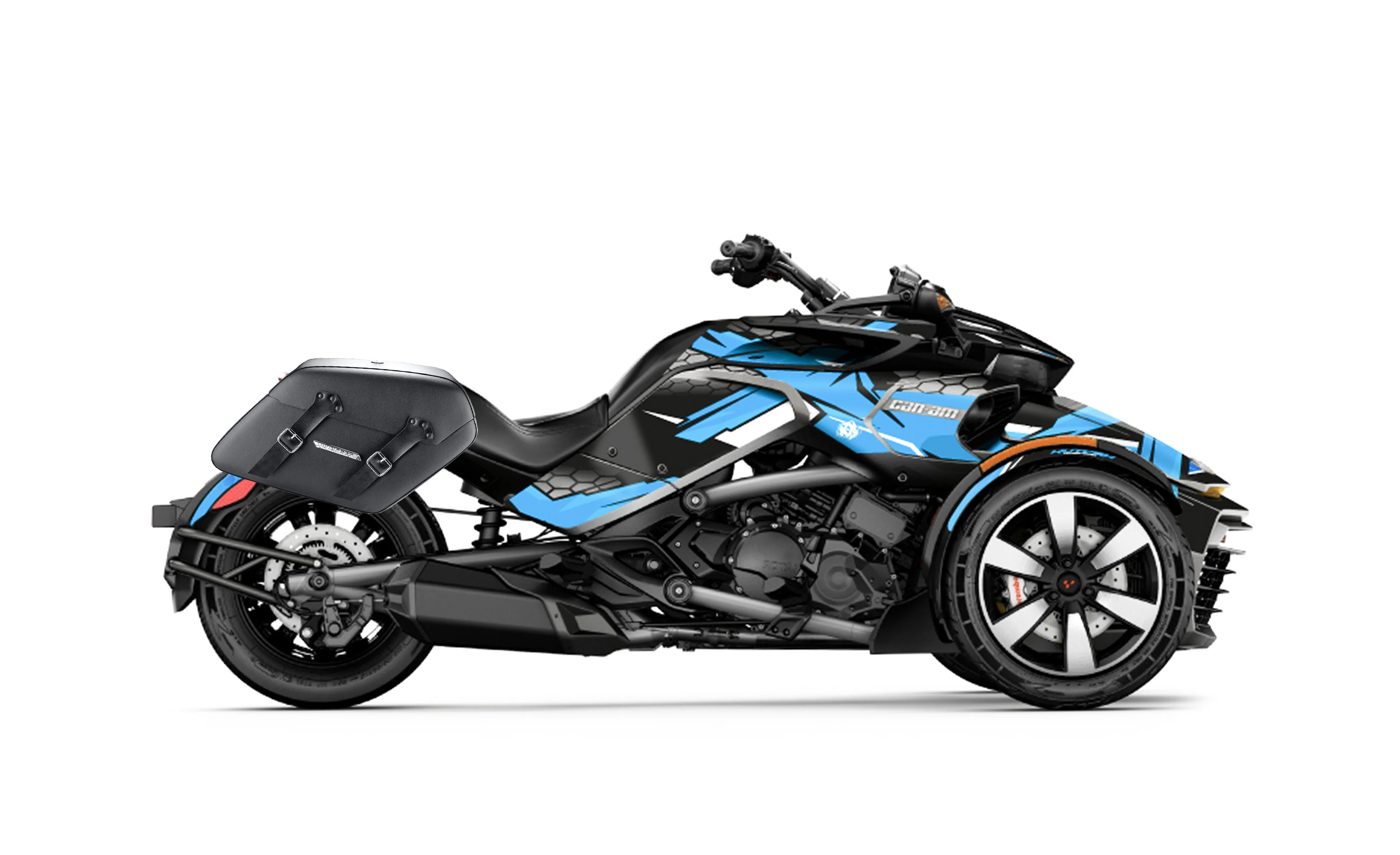 42L - Baldur Extra Large CAN AM Spyder F3 Leather Wrapped Motorcycle Hard Saddlebags - Image 2