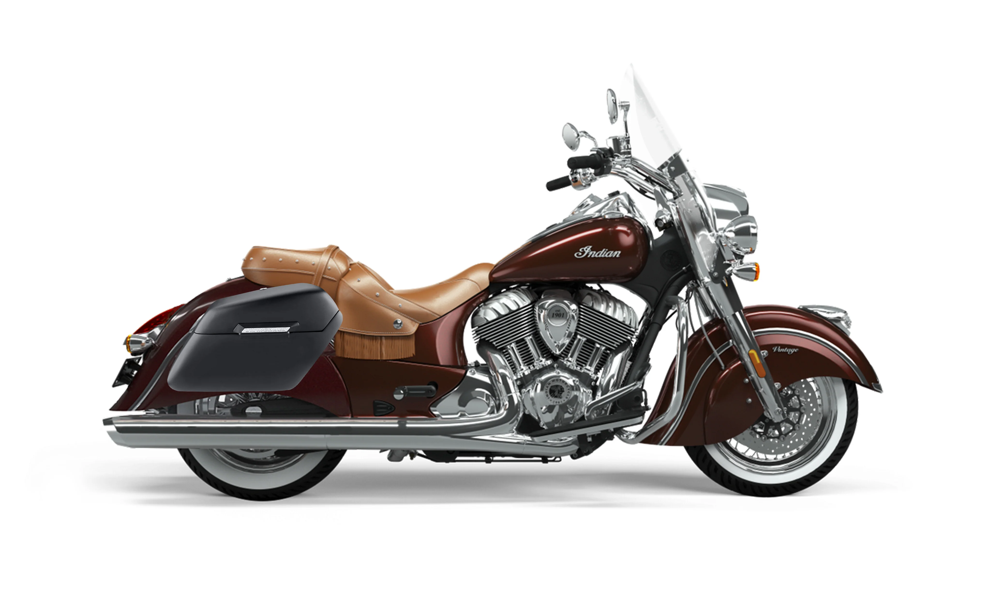 42L - Baldur Extra Large Indian Vintage Matte Motorcycle Hard Saddlebags - Image 2