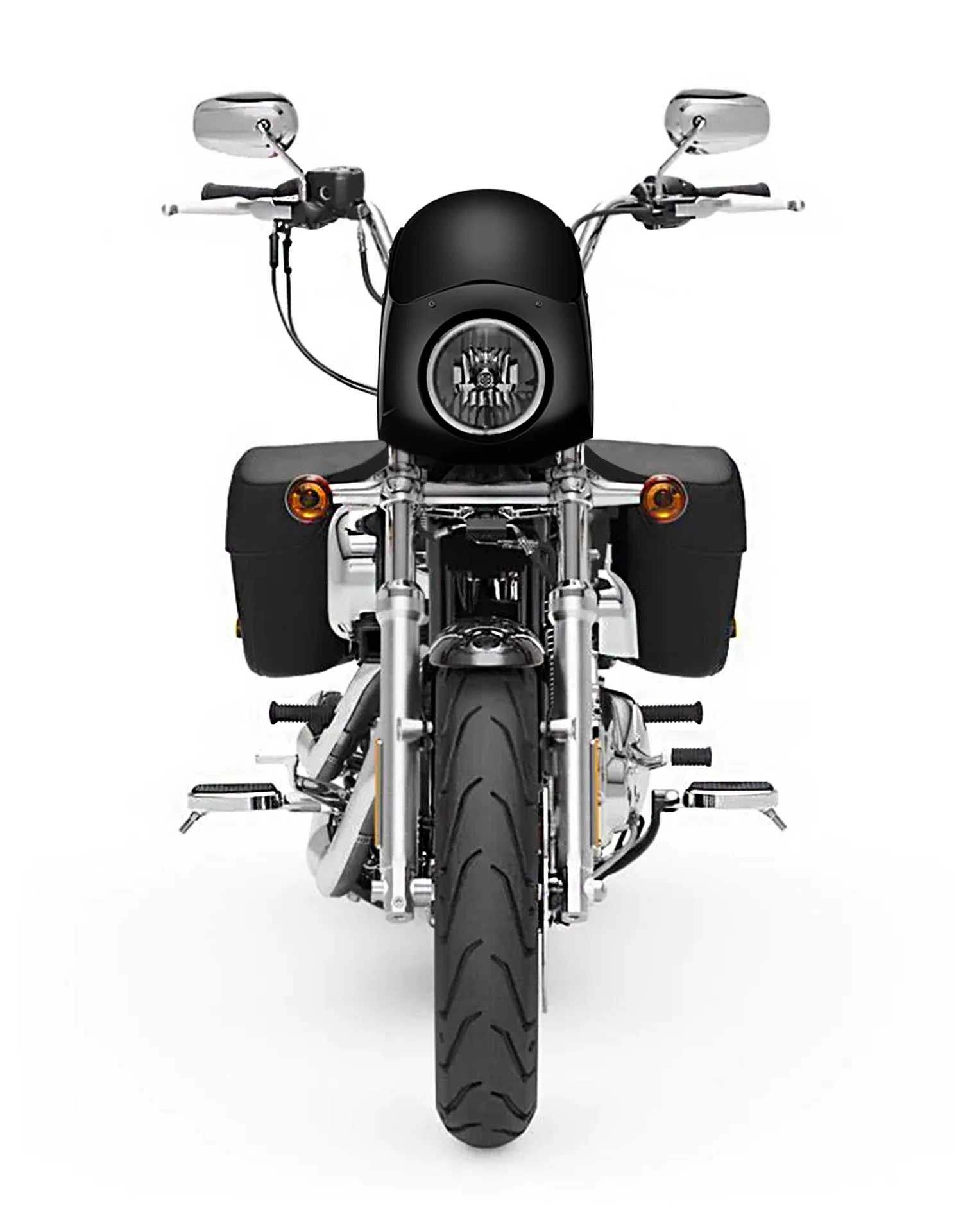 Viking Bronco Motorcycle Fairing For Harley Sportster Super Low 1200T Gloss Black - Image 3